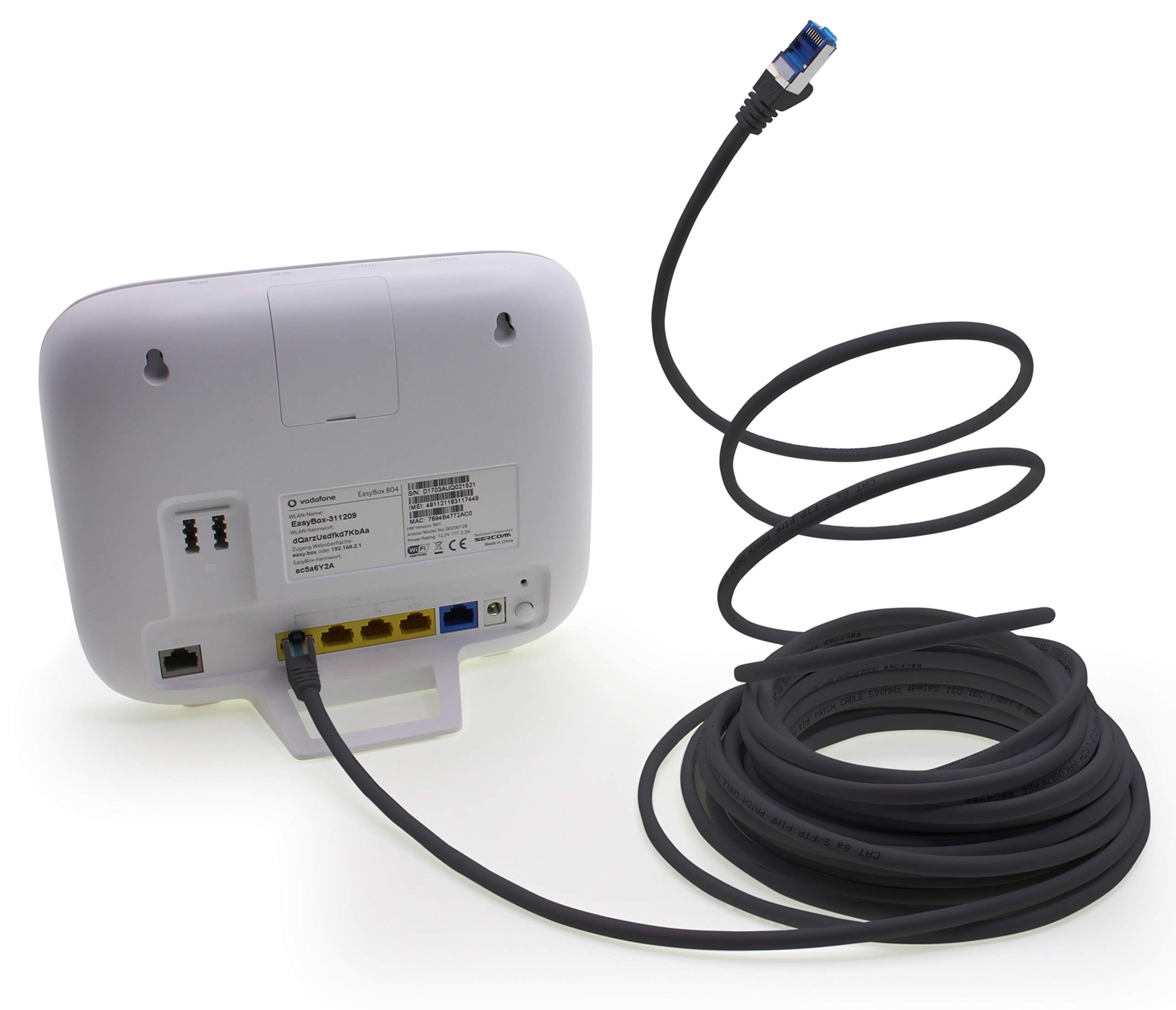 1aTTack.de 7,5 m - CAT.6 - Cavo di rete LAN Ethernet Gigabit RJ45 CAT 6 Cavo patch A 10000 Mbit s Sftp Pimf 500 MHz compatibile con CAT5 CAT6 CAT7 Cat8 nero - 10 pezzi