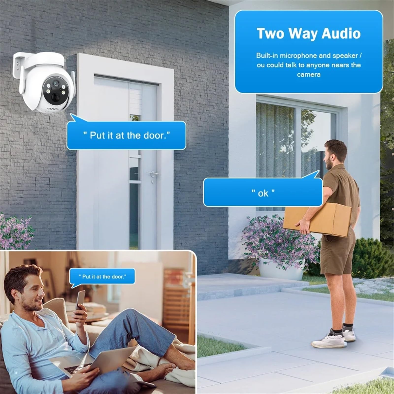 Caméra de sécurité, Caméra Solaire accès à Distance détection AI 4MP 4X Zoom numérique Surveillance IP PIR Audio réduction du Bruit Alarme poussée extérieure(Black and 128G Card)