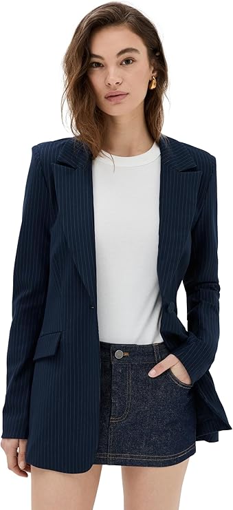 Good American Women's Stripe Ponte Scultped Blazer
