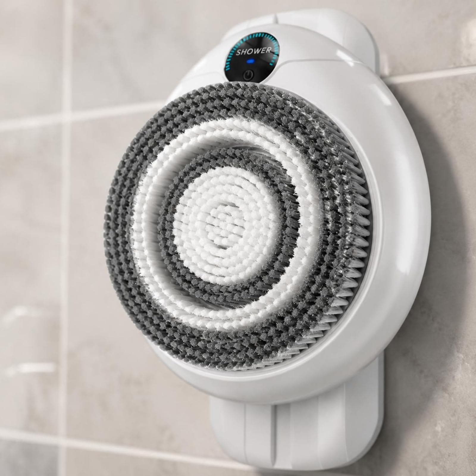 Automatische Duschmaschine Elektrischer Duschreiniger Körperbürste Rückenbürste Wandbefestigung mit Einstellbarer Höhe Und Drei Intensitäten aus PBT Nylon für Dusche Zuhause Pflege
