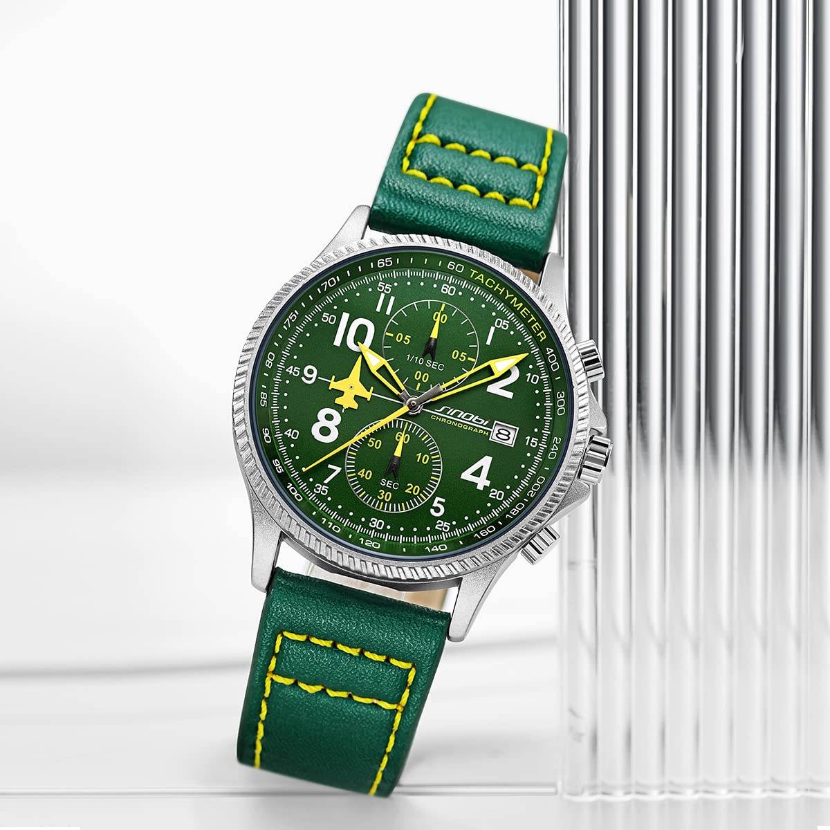 SHENGKE SINOBI męskie zegarki sportowe, chronograf, wielofunkcyjne zegarki na rękę dla mężczyzn z kalendarzem, datownik, wodoodporny, łatwy do odczytania zegarek męski