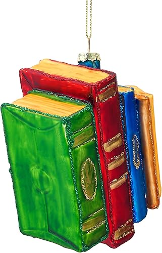 Joiedomi Mini adorno de cristal soplado para libro de Navidad, pequeños y divertidos mini adornos para decoración de árbol de Navidad, decoraciones