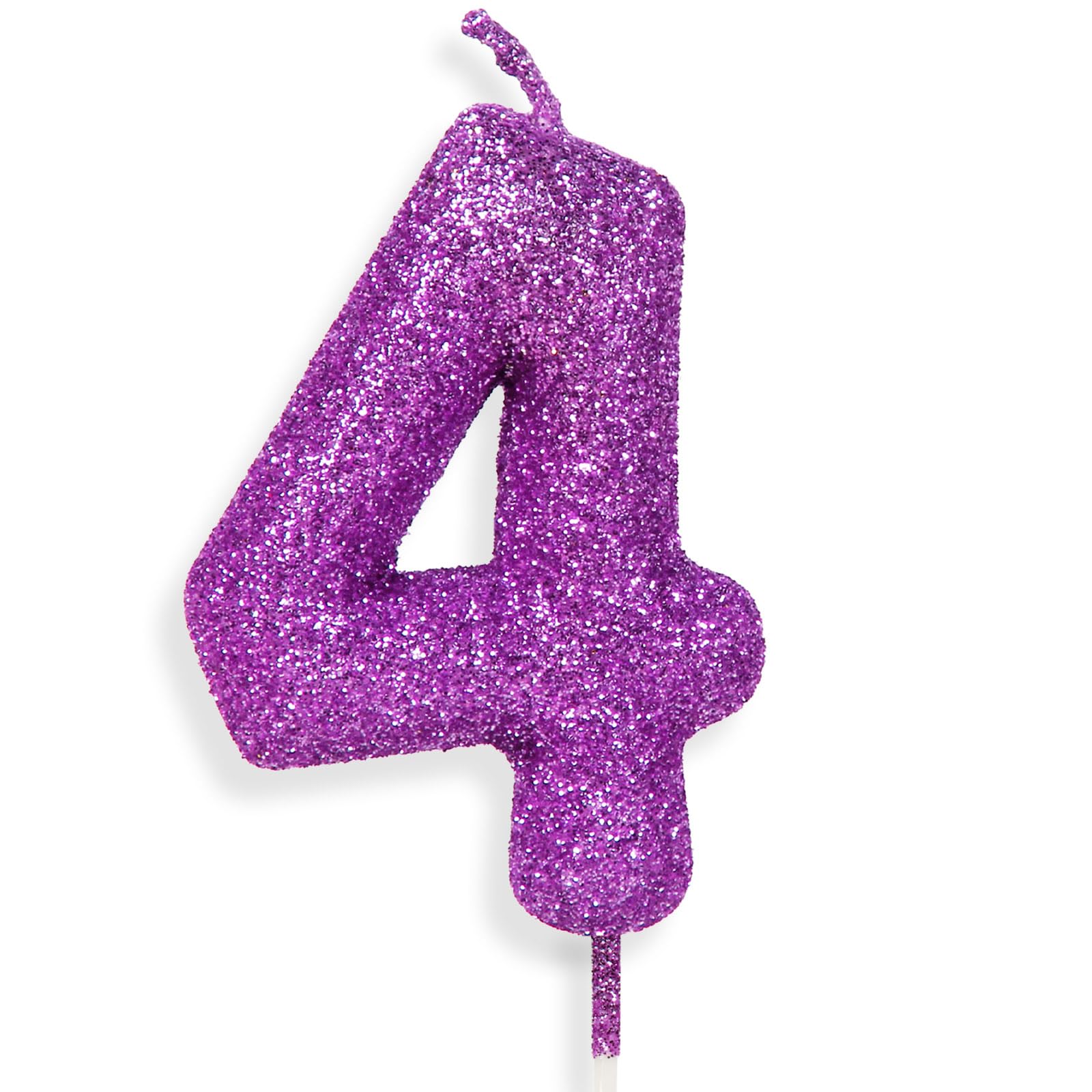 4th Glitter Birthday Candles, Purple Pink Birthday Number Candle for Cake Topper Decorations for Girls Birthday Party Wedding Anniversary Celebration