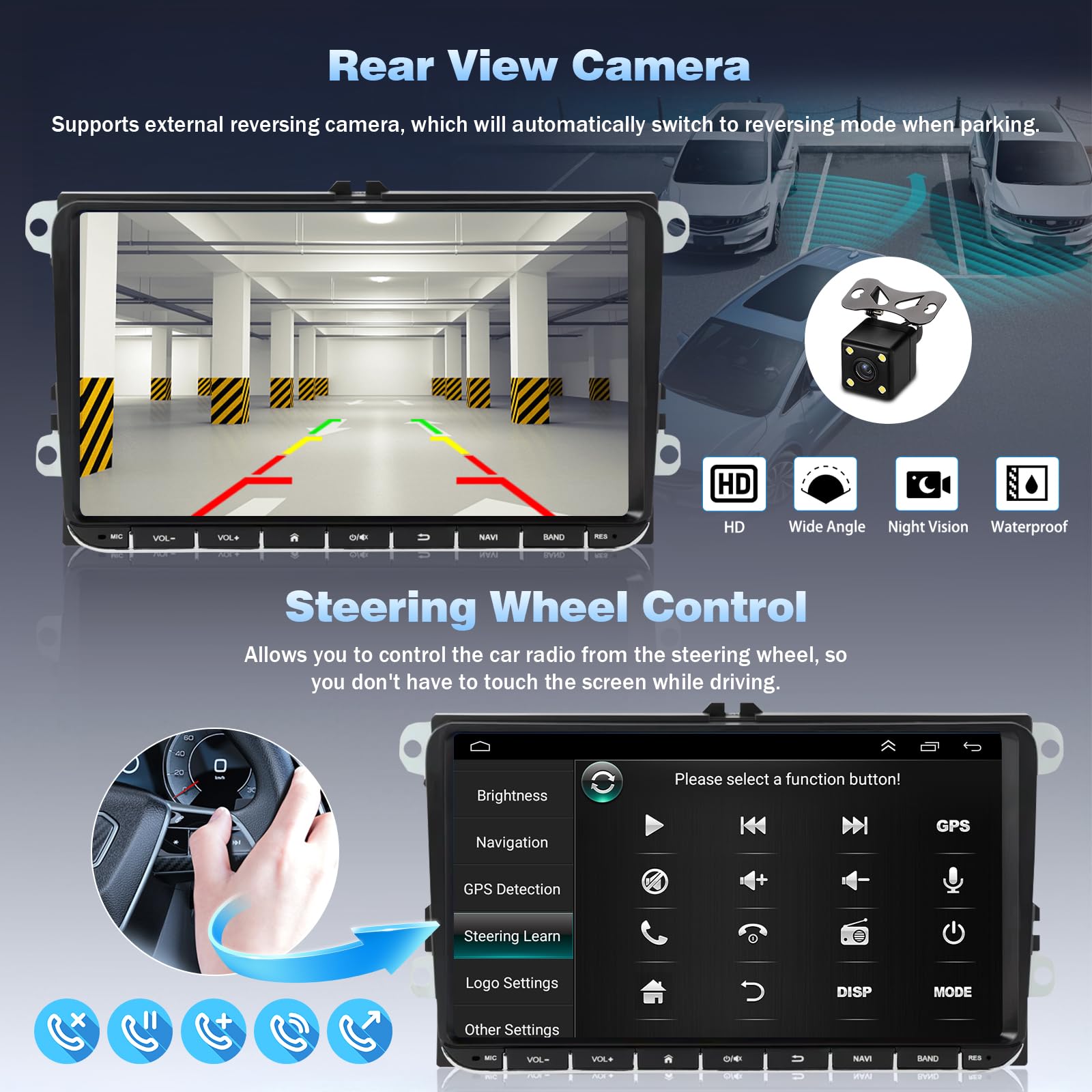 2+32G Autoradio per VW Polo 2009-2013 con Carplay Android Auto, 9 pollici Touchscreen Lettore Ricevitore Multimediale Digitale con Bluetooth WiFi FM RDS SWC telecamera di retromarcia
