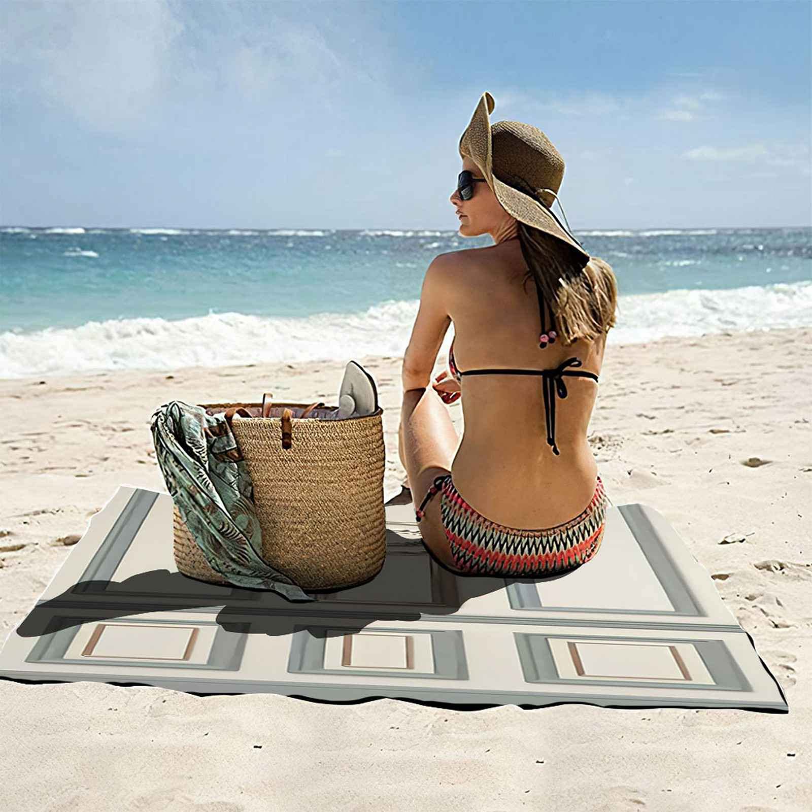 Telo Da Mare 3D Porta Grigia Stampato Asciugamano Da Spiaggia 100x200cm Asciugamano Microfibra Grande Antisabbia Leggero Telo Mare Per Sport Piscina Viaggi In Famiglia Vacanze