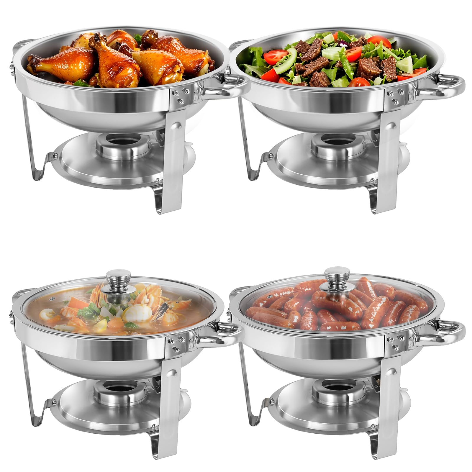 EVGTTI Chafing Dish Buffet Set, 4 Pack 5QT Round