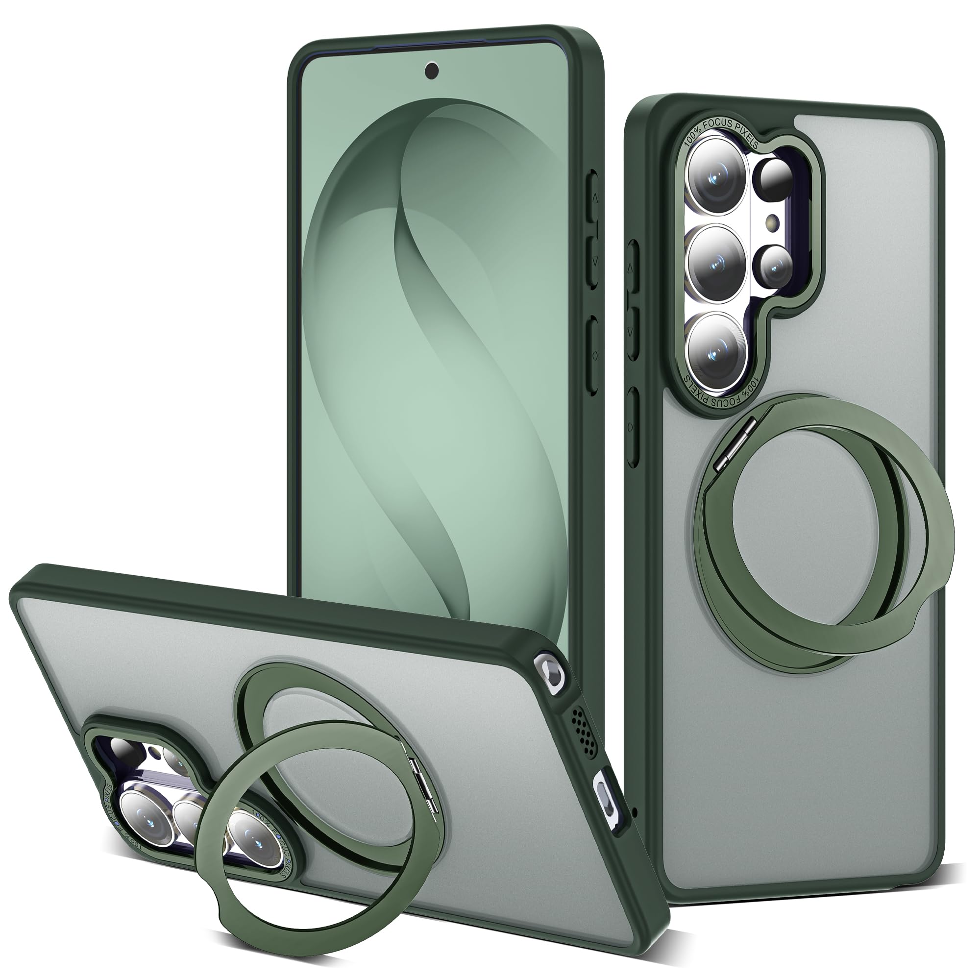 for Samsung Galaxy S26 Ultra Case with 360° Spin Stand,Dark Green
