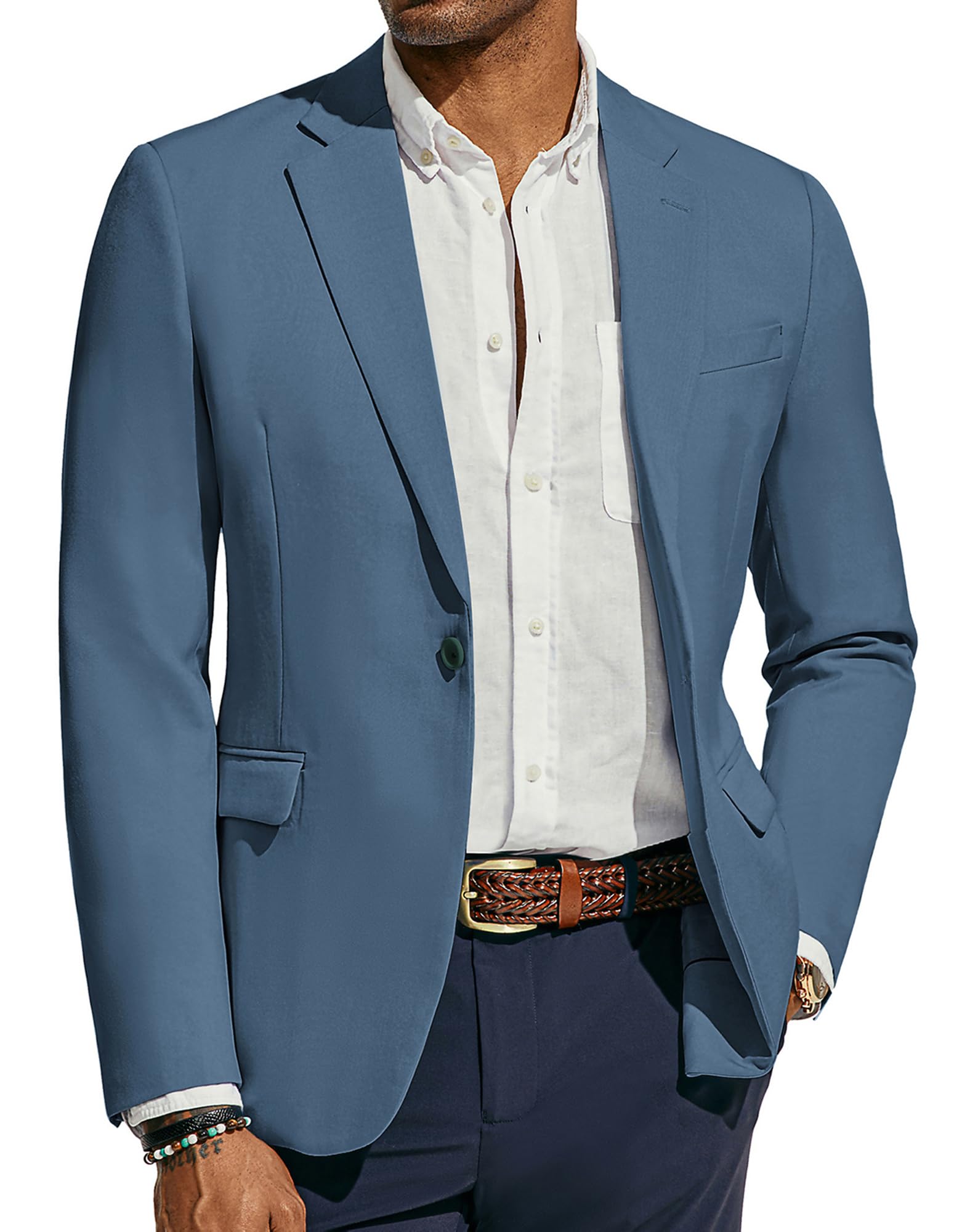 Men's Lightweight Sport Coat Casual One Button Blazer Breathable Sportcoat