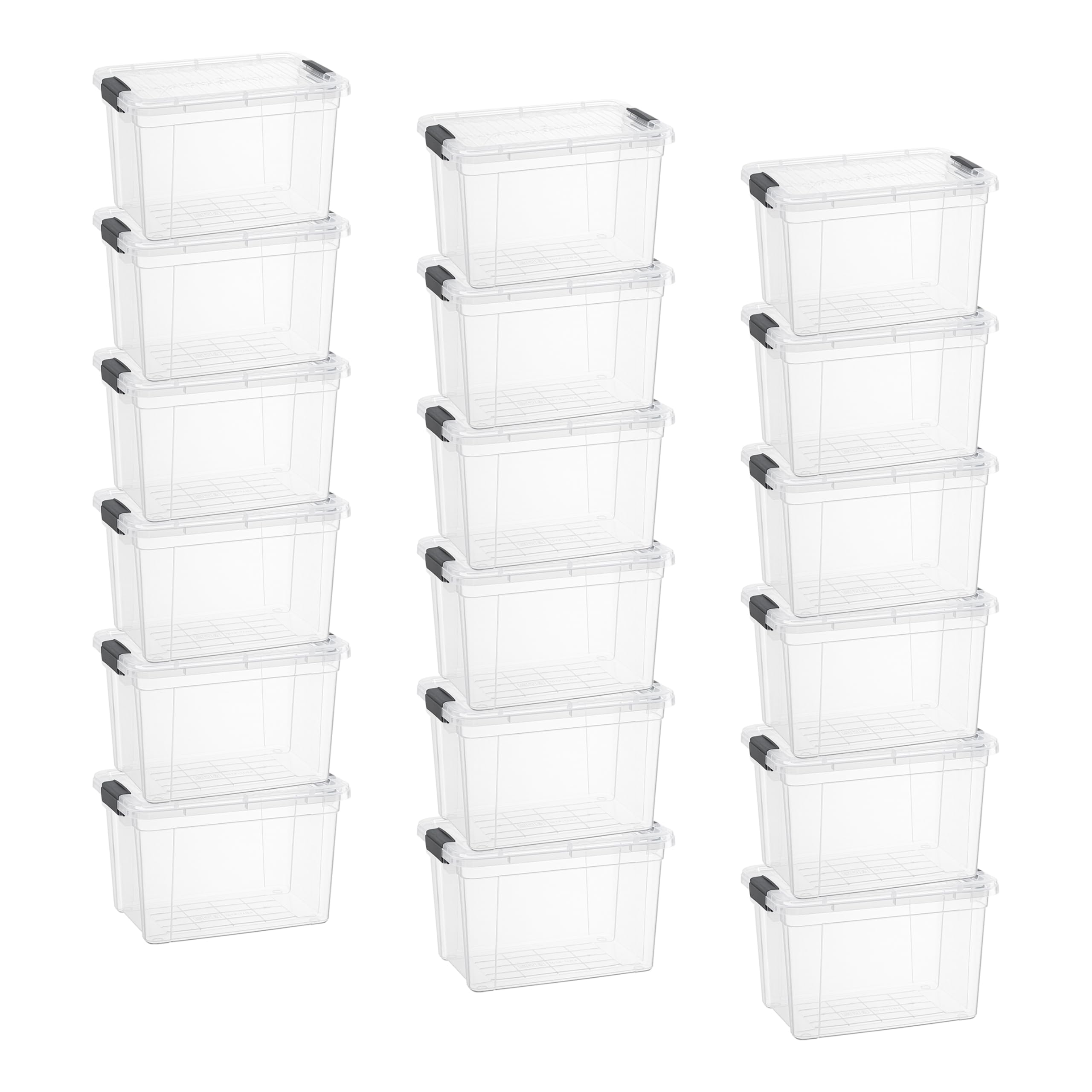 Superio 4.75 Quart Clear Plastic Storage Boxes with Lids, Stackable Organizer Containers, BPA-Free Storage Bins for Home, Office, School &amp; Dorm, 18 Pack