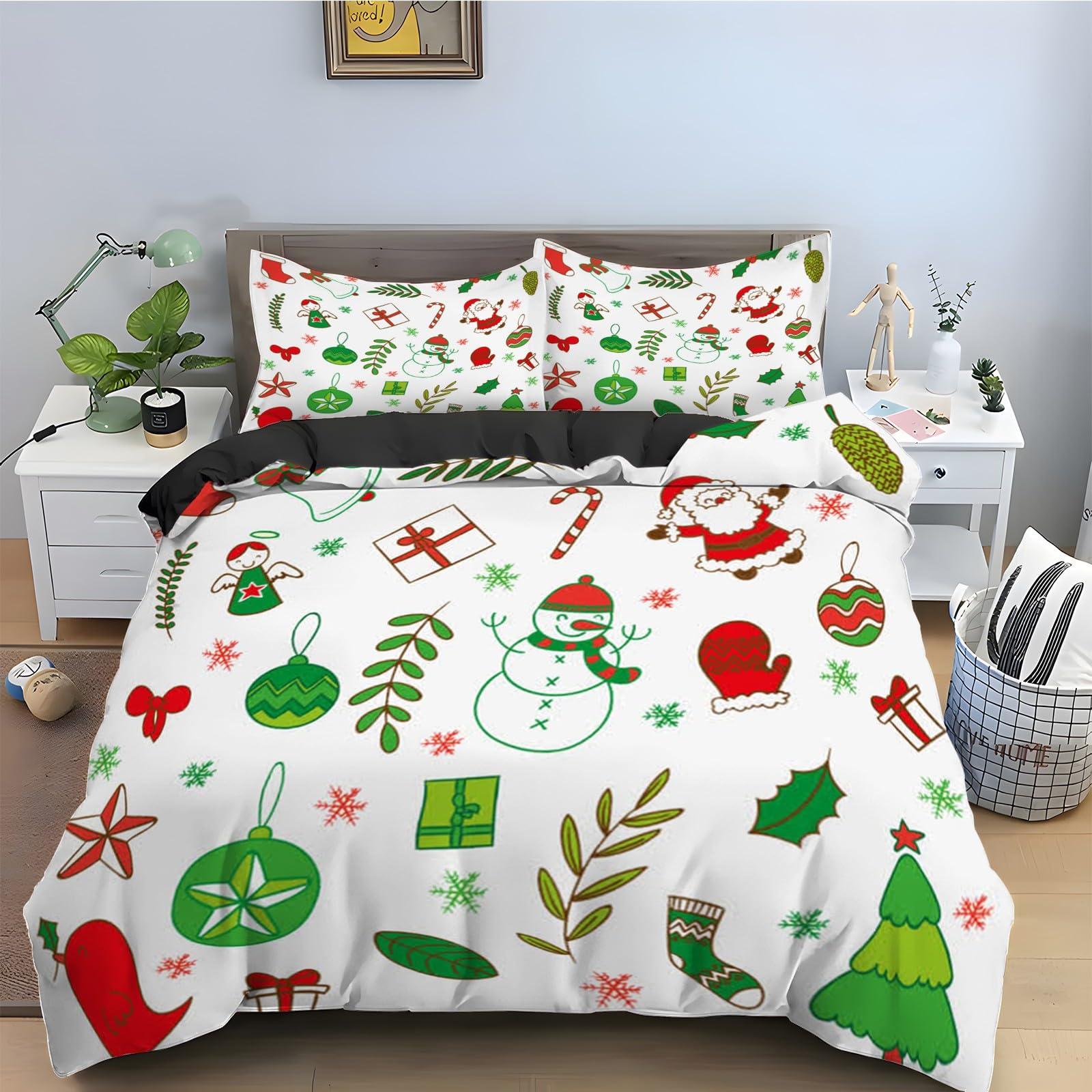 Housse de couette 200x200 bonhomme de neige facile à laver