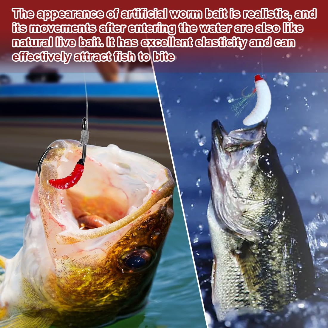 Atrayentes de pesca,50 cebos biomiméticos, 2,4 cm/0,4 g de gusanos de la harina para peces.