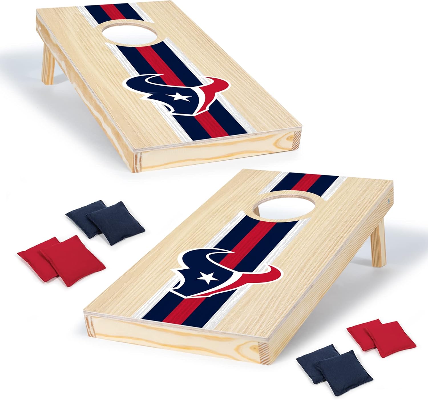 Wild Sports NFL Football Houston Texans 1' x 2' Travel Size Solid Wood Cornhole Set with Direct Print HD Team Graphics – Great Gift for Any Sports Fan! Bean Bag Toss Family Games for Outdoor Play