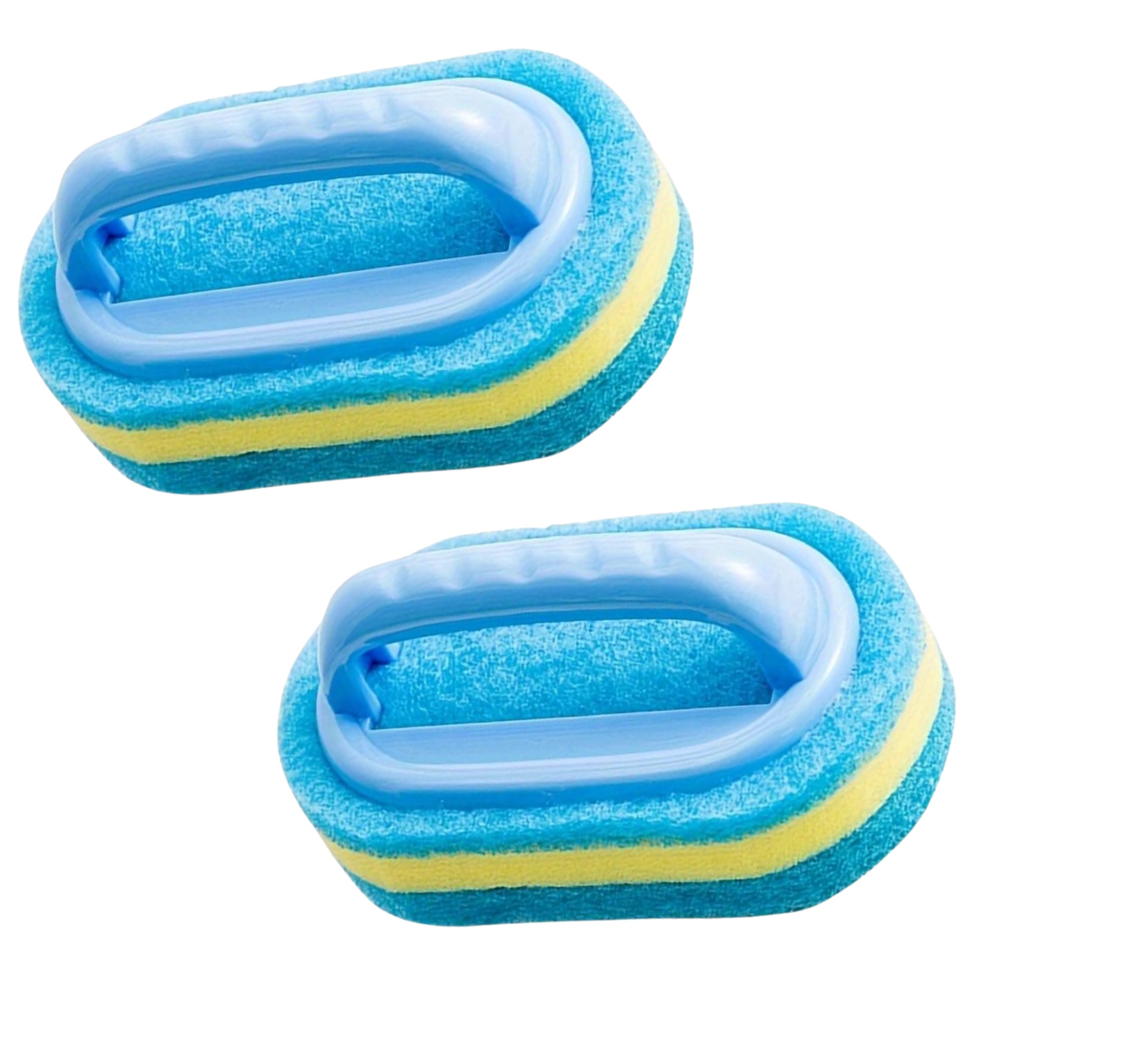 Sponge Brush for Kitchen Bathroom, Easy Grip Handle, No-Scratch All-Purpose Scrub Sponge, Window Cleaning Brush (2 Pack)