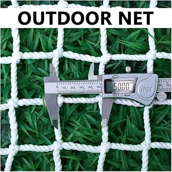 NAKAN Outdoor Cargo Net White Protective Net for Balcony Stair Railing Children Safety Net Playground Fence Netting, 5cm Mesh, 5mm Rope Size 1x1m3x3ft