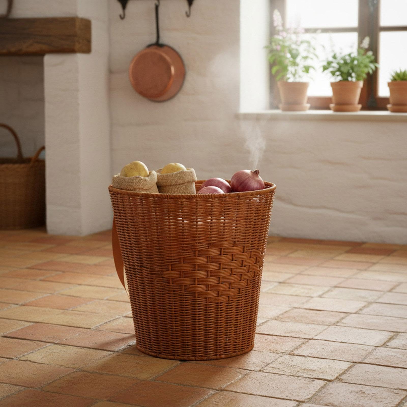 Cesta de Recolección, Cesta de Té, Cesta de Flores, Mochila de Compras, Polipropileno con Correas Ajustables, Adecuada para Jardinería Y Acampada, Sin Tapa
