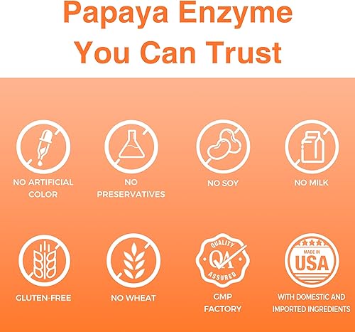 Miniatura 7 de Vitamin World Papaya Enzymes masticables 500 tabletas - Papaína, amilasa y proteasa para digestión y absorción de nutrientes, sabor a papaya, sin