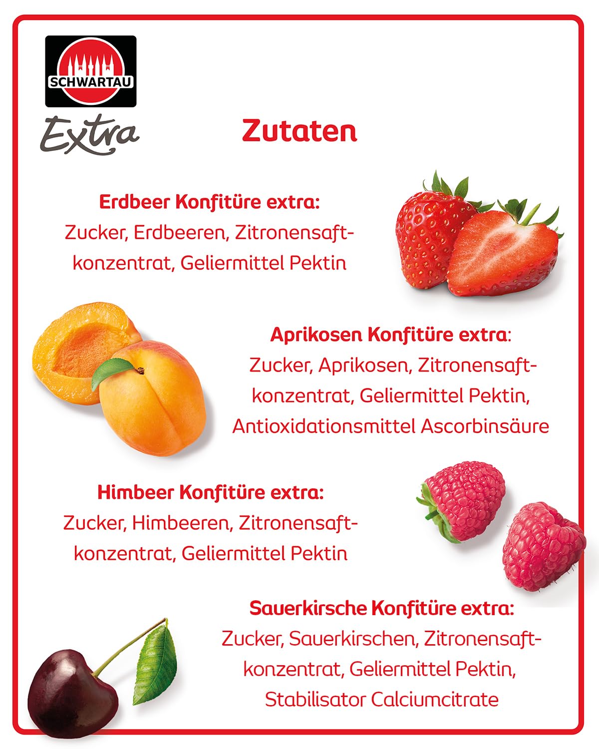 Schwartau Extra Mix-Box, Konfitüre Portionsgläser (18 x Erdbeere, 18 x Himbeere, 18 x Aprikose, 18 x Kirsche), 72 x 28,3g