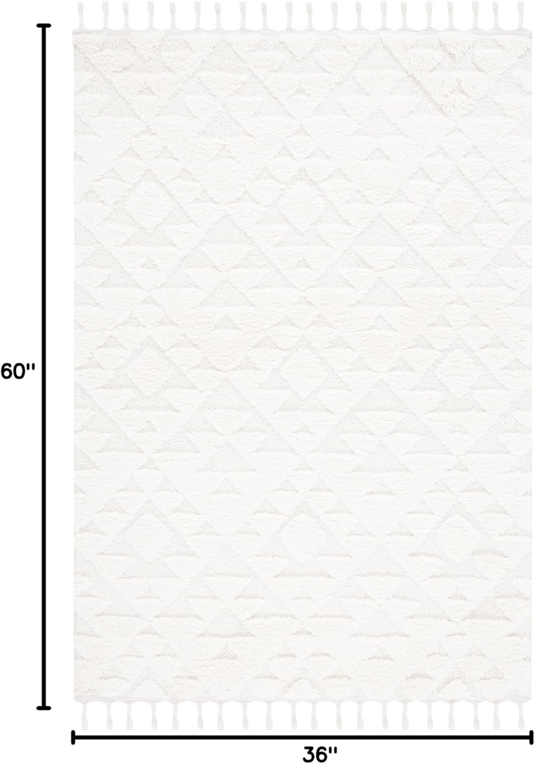 SAFAVIEH Area Rug 3x5 - Moroccan Tassel Shag Collection - Ivory, Non-Shedding & Easy to Clean, Plush High-Low Texture, Ideal for Living Room, Bedroom, Dining Space (MTS688C)