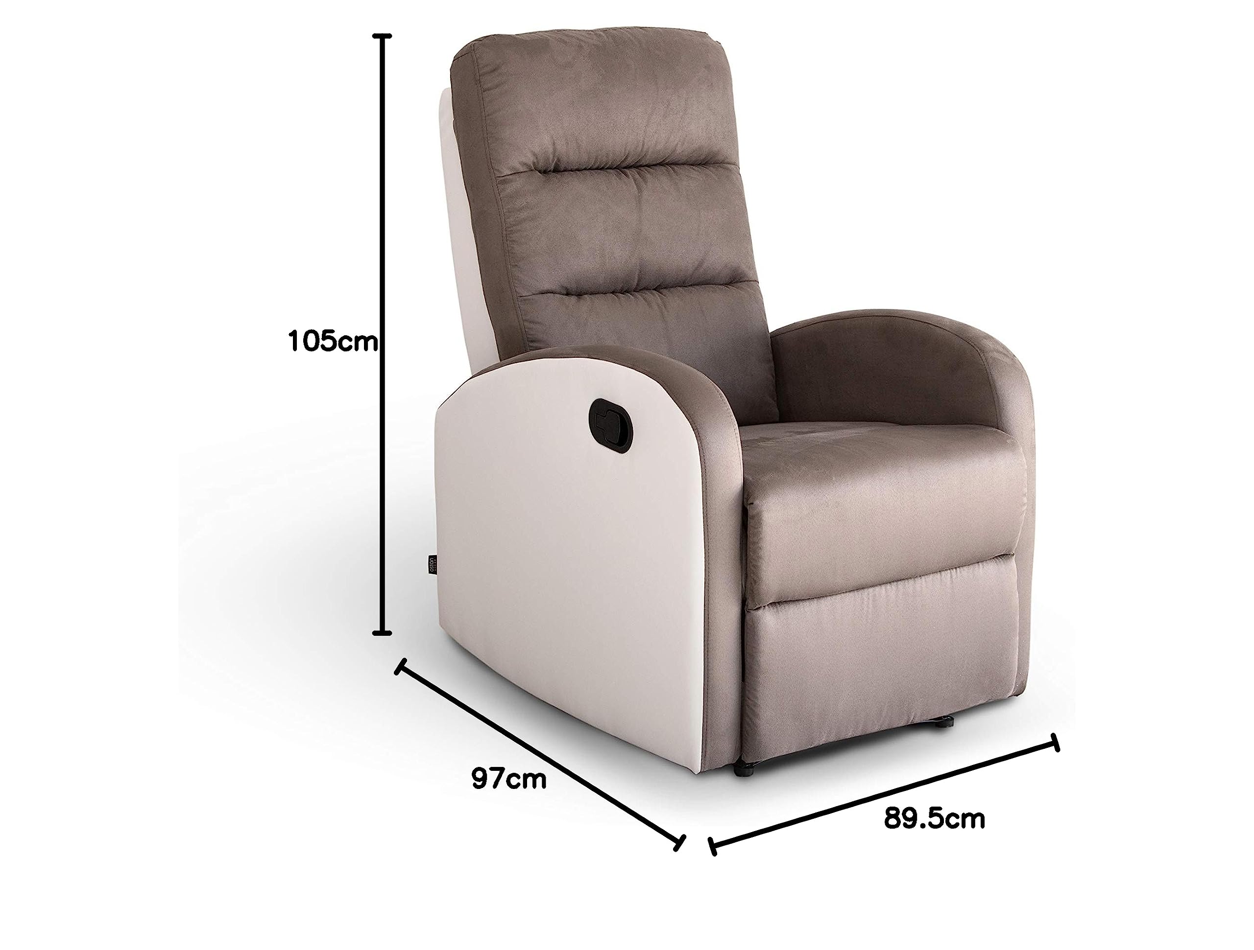 Astan Hogar Sillón Relax con Reclinación Manual, Tapizado en PU Anti-Cuarteo y Microfibra, Modelo Ludwig AH-AR30400BA