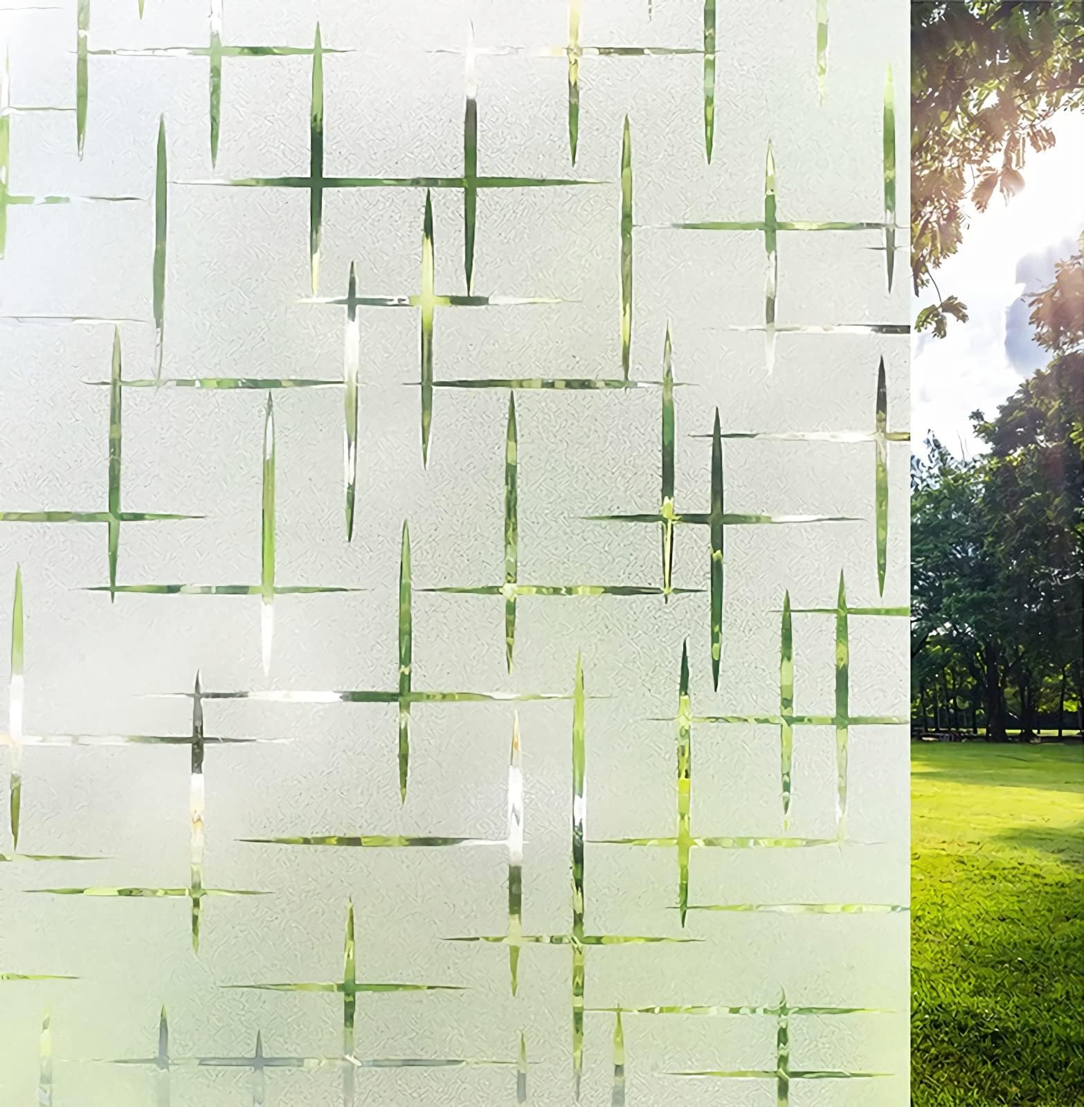 Window Privacy Film, Frosted Glass Film for Windows & Doors, Self Static Cling Frosting, Decorative Window Stickers Window Tinting for Home Office Rental Apartment,17.5 x 78.7 Inches