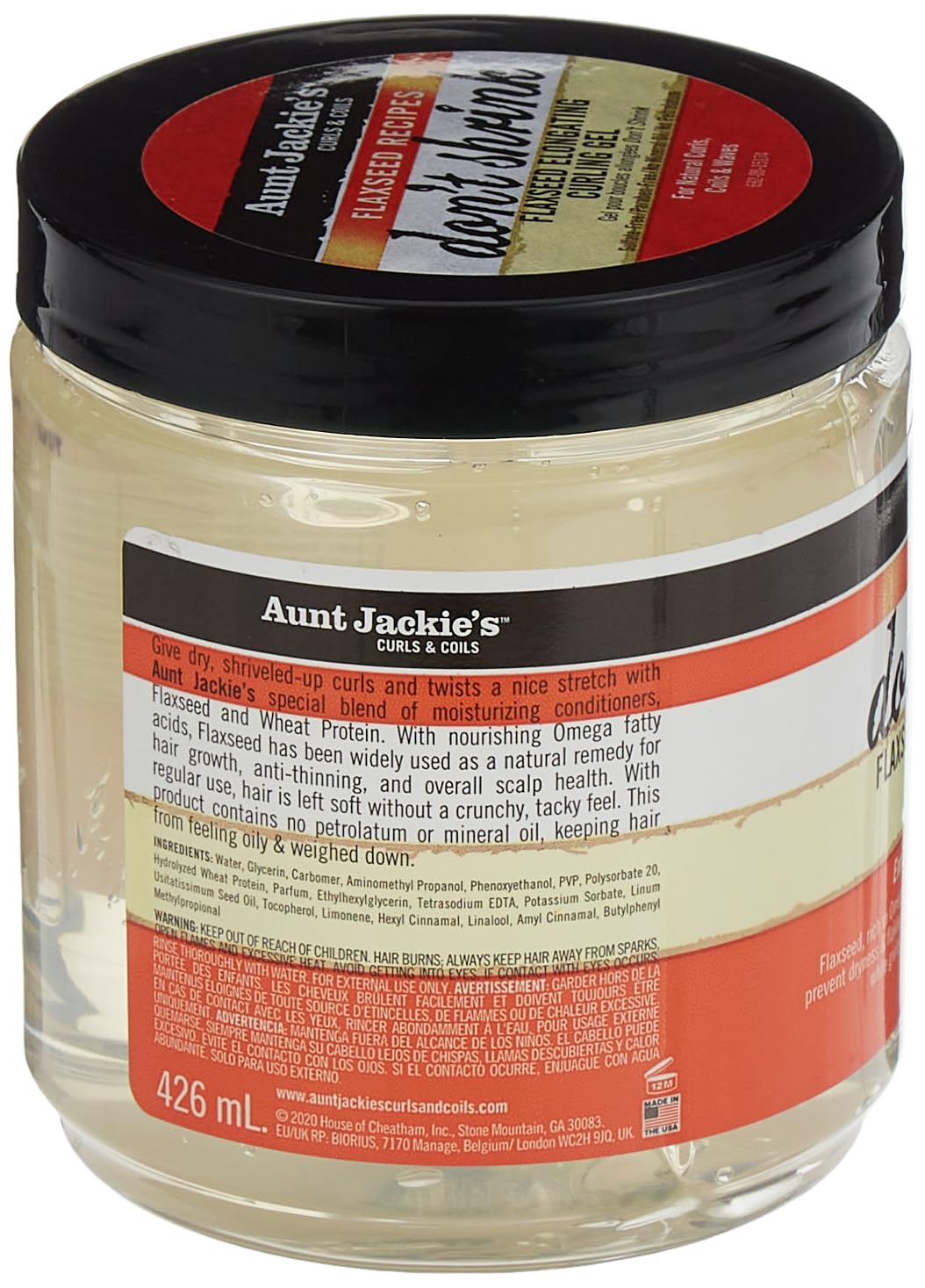 Aunt Jackie's Don't Shrink Flaxseed Elongating Curling Gel, 15 oz (Pack of 5)