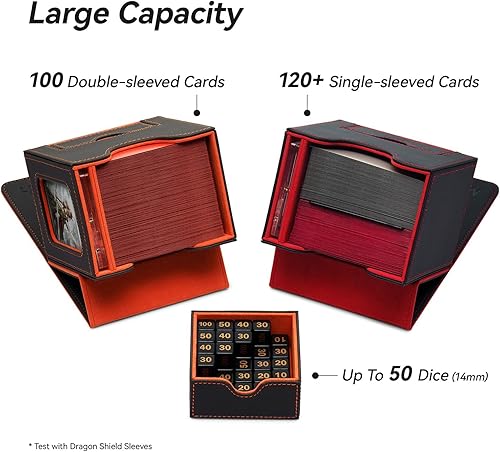 Miniatura 3 de Caja de cartas para MTG Commander, diseño patentado, pantalla Commander, se adapta a 100 tarjetas de doble manga, ladrillo de tarjetas de 35 puntos