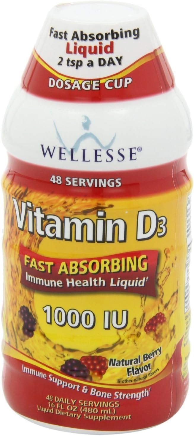 Wellesse Vitamin D3 Liquid 16 oz. 1000 IU or 25 mcg