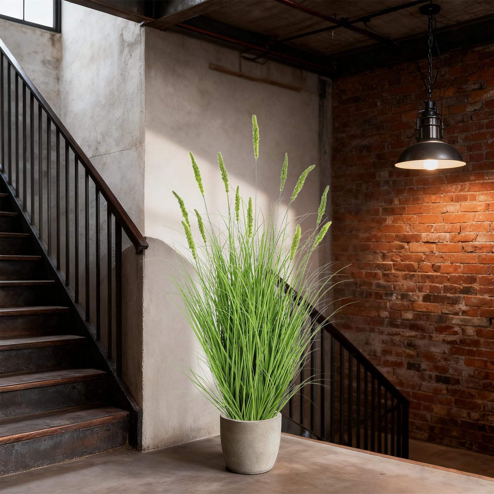Sztuczna trawa 90 cm, ogon kota w doniczce – realistyczna sztuczna roślina do salonu i na balkon, łatwa w pielęgnacji i odporna na promieniowanie UV, czarno-zielona (150 cm)