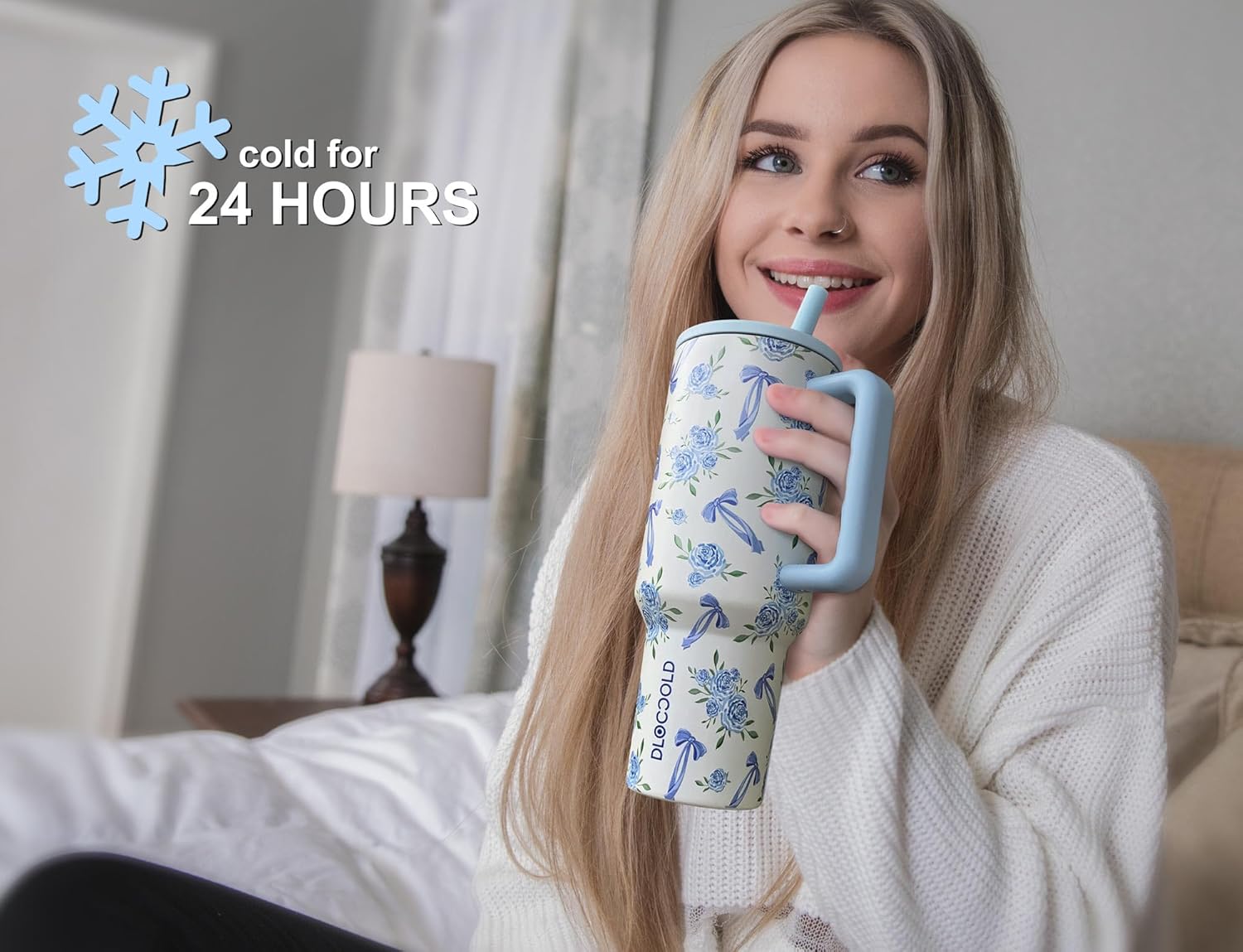 DLOCCOLD 40 oz Tumbler with Handle and Flip Straw, 100% Leak Resistant Leak-Proof Tumbler with Lid and Straw, Insulated Stainless Steel Travel Coffee Mug, Keeps Cold or Hot, Car Cupholder Friendly - Image 6