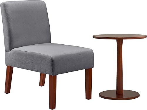 Miniatura 6 de Juego de sillas decorativas tapizadas con mesa a juego, 2 sillas pantuflas, acento decorativo para sala de estar, sala de espera, vestíbulo de