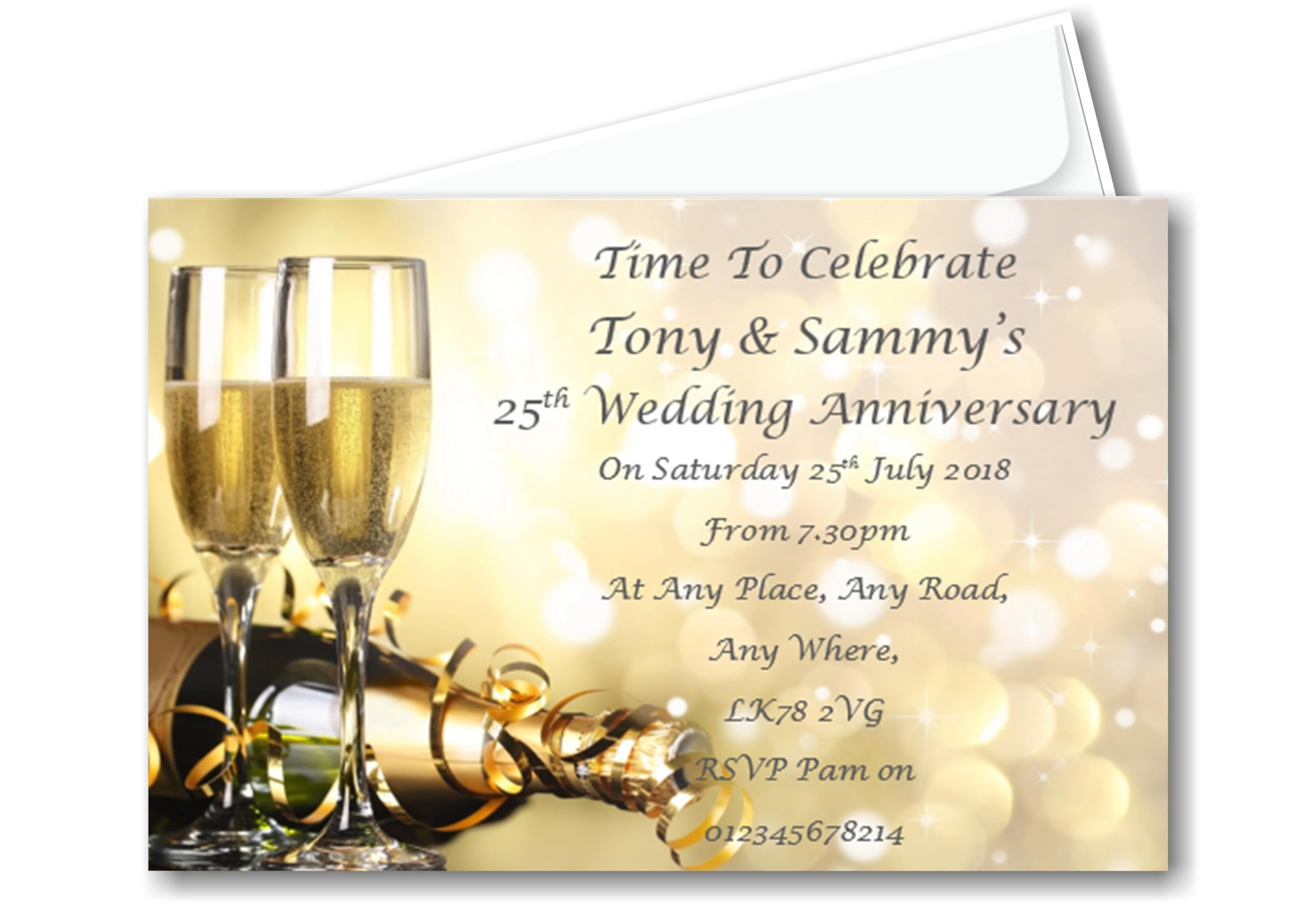 Bespoke Candy Delights Personalised Beautiful Wedding Anniversary Invitations/Invites Ref WA5 Complete with self seal envelopes (70)