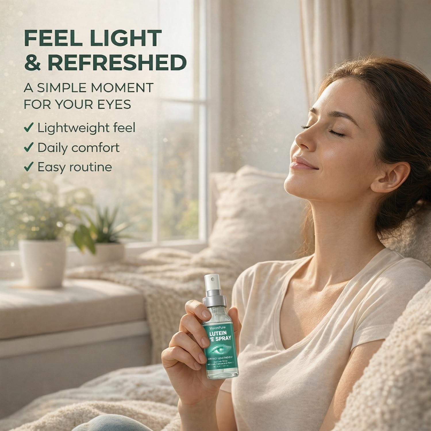 VisionPure Lutein Eye Spray Gentle Eyelid Cleanser with Calendula and Vitamin E