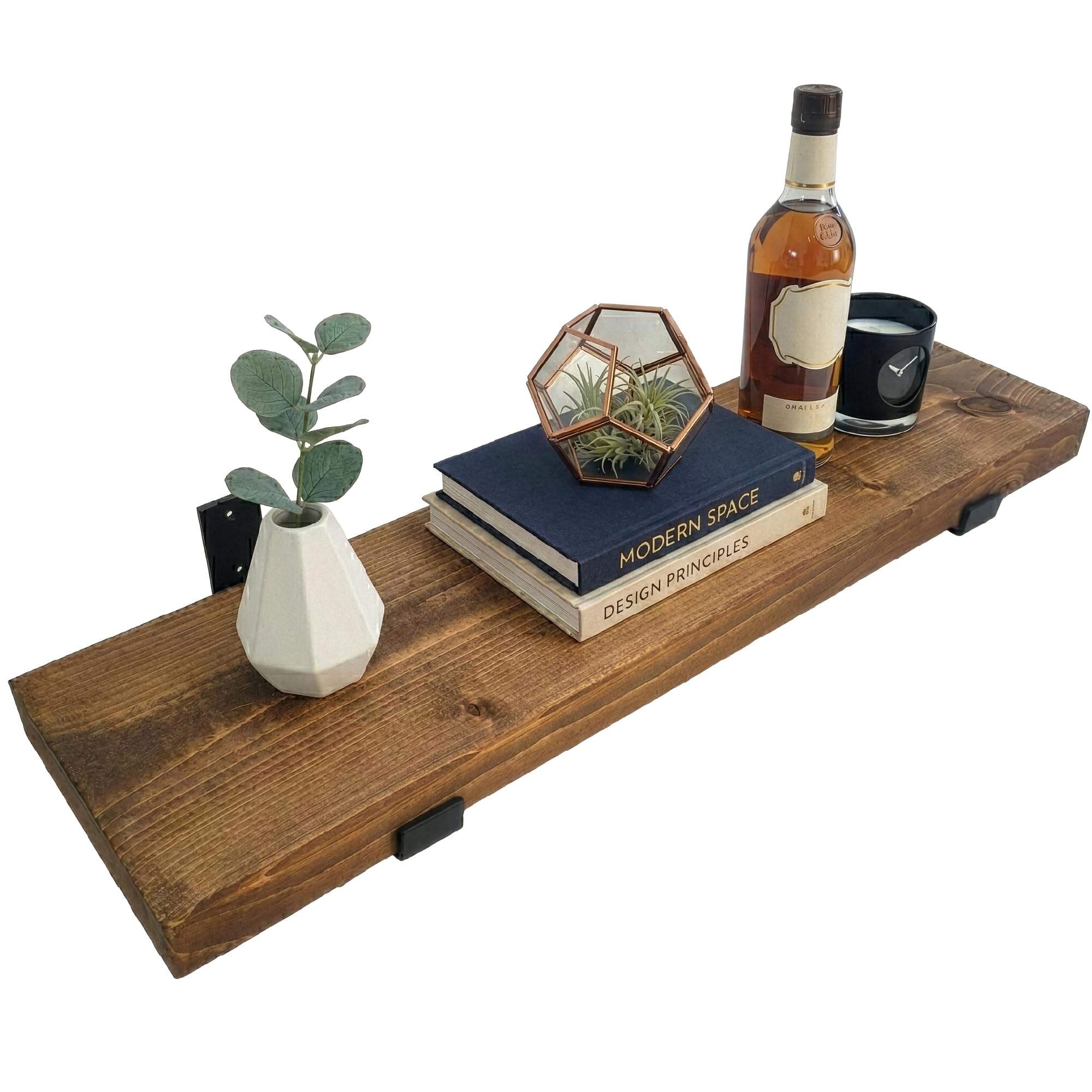 Top Notch Home & Living Handcrafted Rustic Wooden Wall Shelf, Incl 2 Up Brackets, Wood Shelves Made in the UK from Solid Timber, Heavy Duty for Kitchen, Bathroom & Living Room
