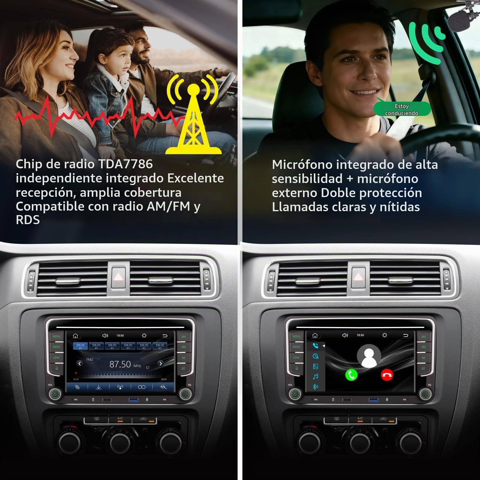 Arranque en 3s Radio Coche VW,Carplay para Golf 5/6,Passat B6/B7,Polo 6r,T5 | VW Radio para Golf 5/6/Plus,Passat B6/B7/CC,EOS,Polo 6R,T5,CarPlay,Android Auto,SWC,Pantalla IPS,Bluetooth/FM RDS/DSP/CANBUS