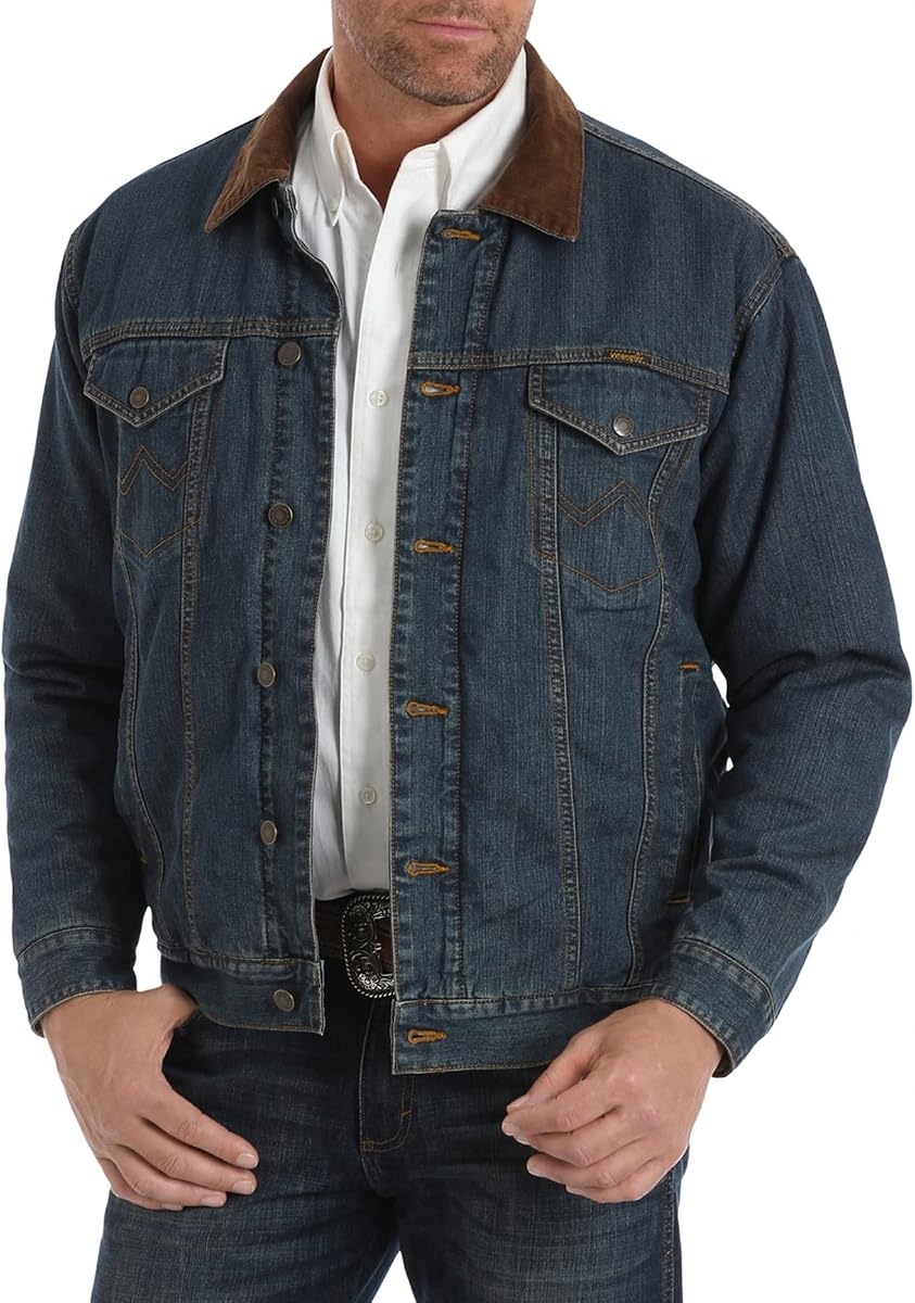 Wrangler Chaqueta vaquera con forro oculto para hombre, índigo, talla mediana EE. UU.
