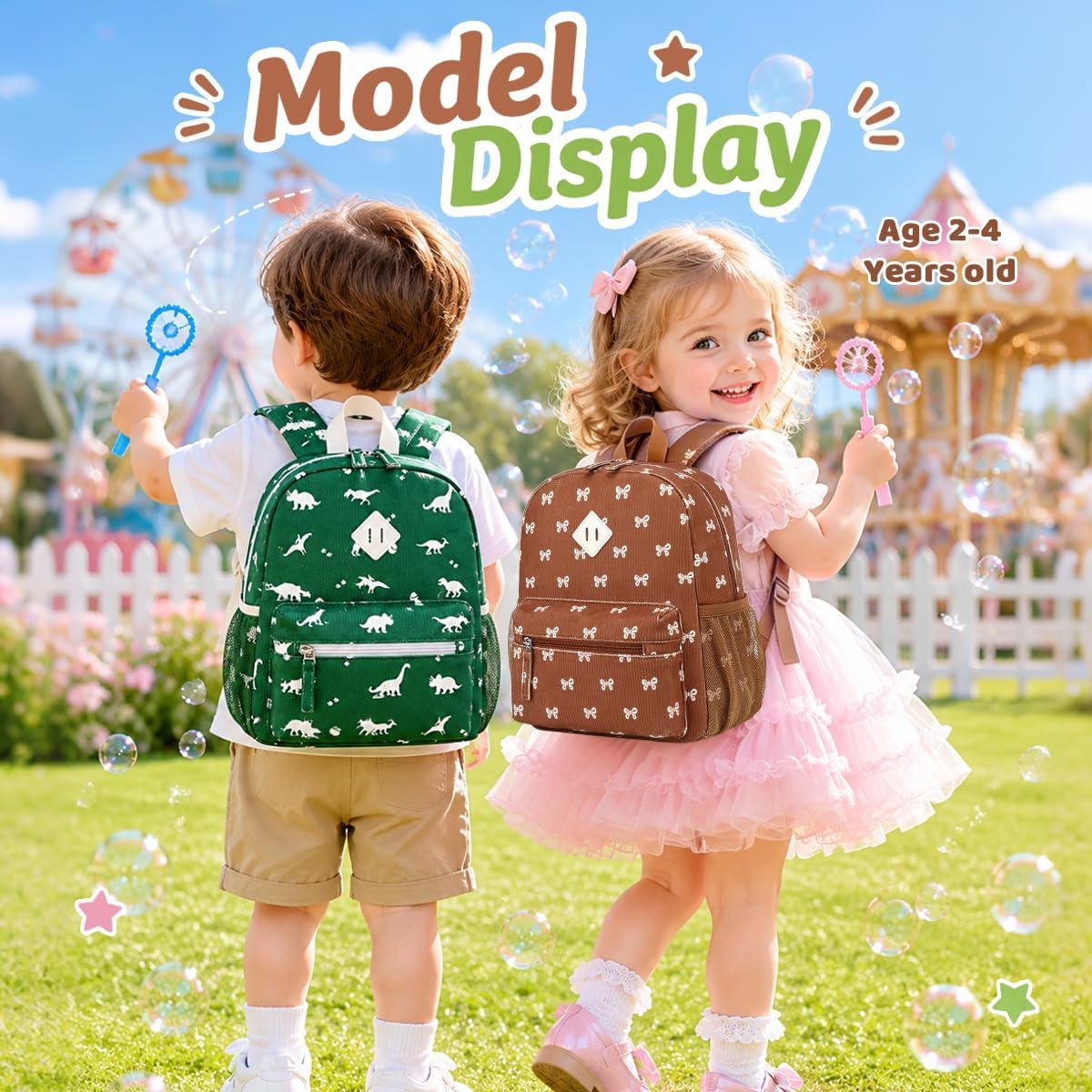 Toddler Backpack, 12'' Corduroy Mini Toddler Bookbag for Girls Boys image 2