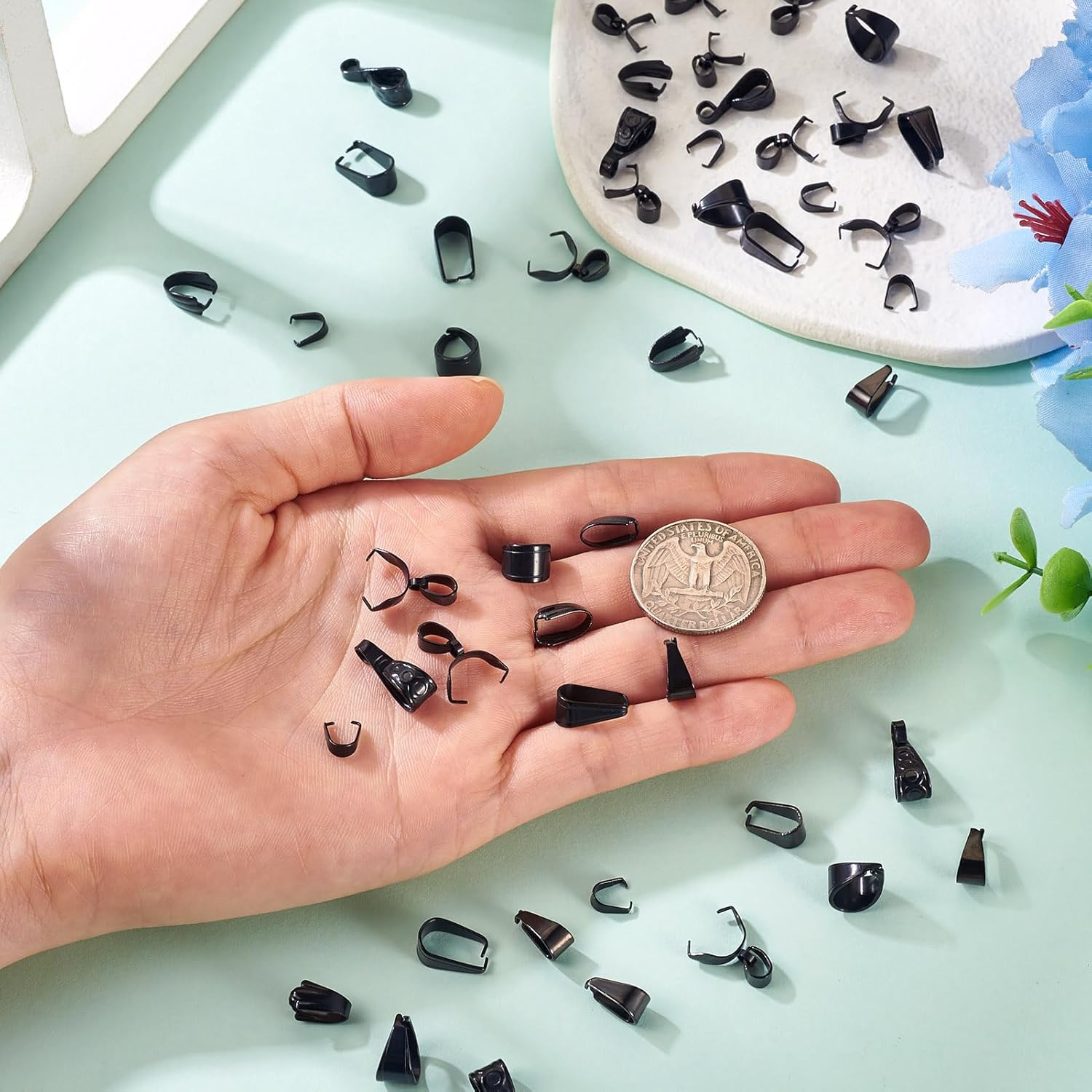 Pandahall 48pcs Stainless Steel Snap On Bails Black Hook Pendant Clasps 7-16mm Ice Pick Pinch Bails Clasp Connector Findings for Jewelry Making DIY Necklaces Earrings Craft - Image 6