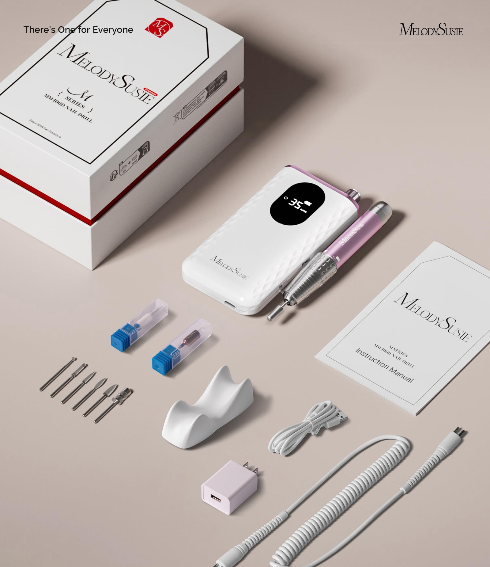 Taladro de uñas profesional de 35000 RPM, lima de uñas recargable para eliminación de esmalte de uñas, disipación rápida de calor y bajo ruido, lima E portátil para manicura y pedicura en 4