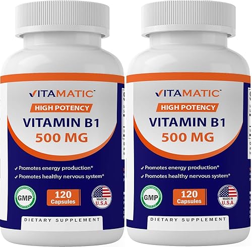 Vitamatic Paquete de 2 Vitamina B1 (Tiamina) 500 mg, 120 Cápsulas