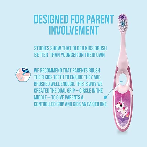 Miniatura 4 de Jordan Step 2 - Cepillo de dientes para niños de 3 a 5 años cerdas suaves sin BPA paquete de 4 azul y verde Azul / Patchwork, Rosa/Rebel Fun.