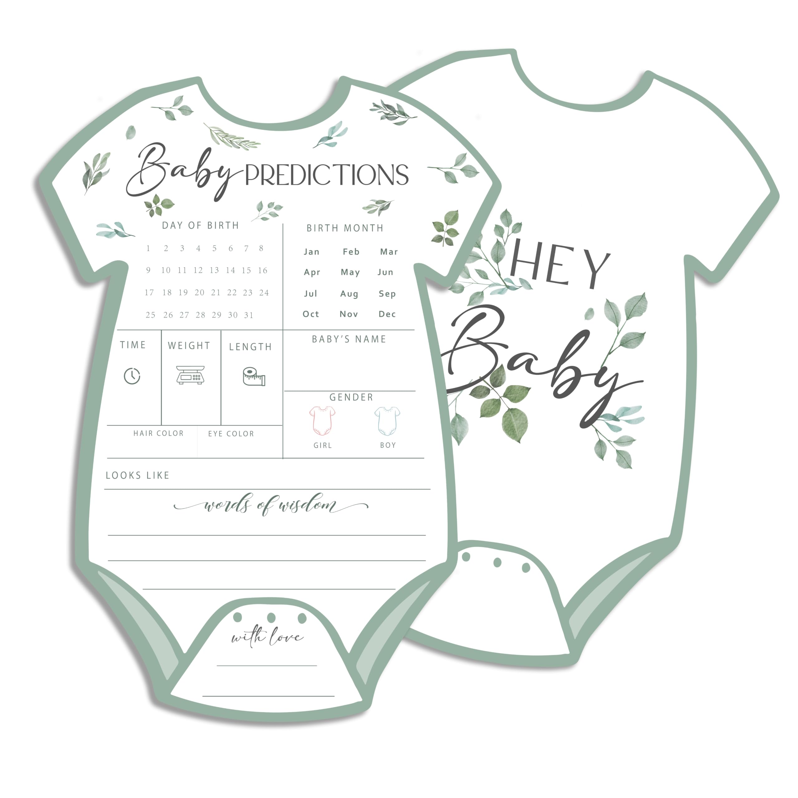 patcate Baby Predictions & Advice Cards for Baby Shower Games Activities, Wishes for Babies & New Parents, 25 Double-Sided Thick Cards – Baby Clothes