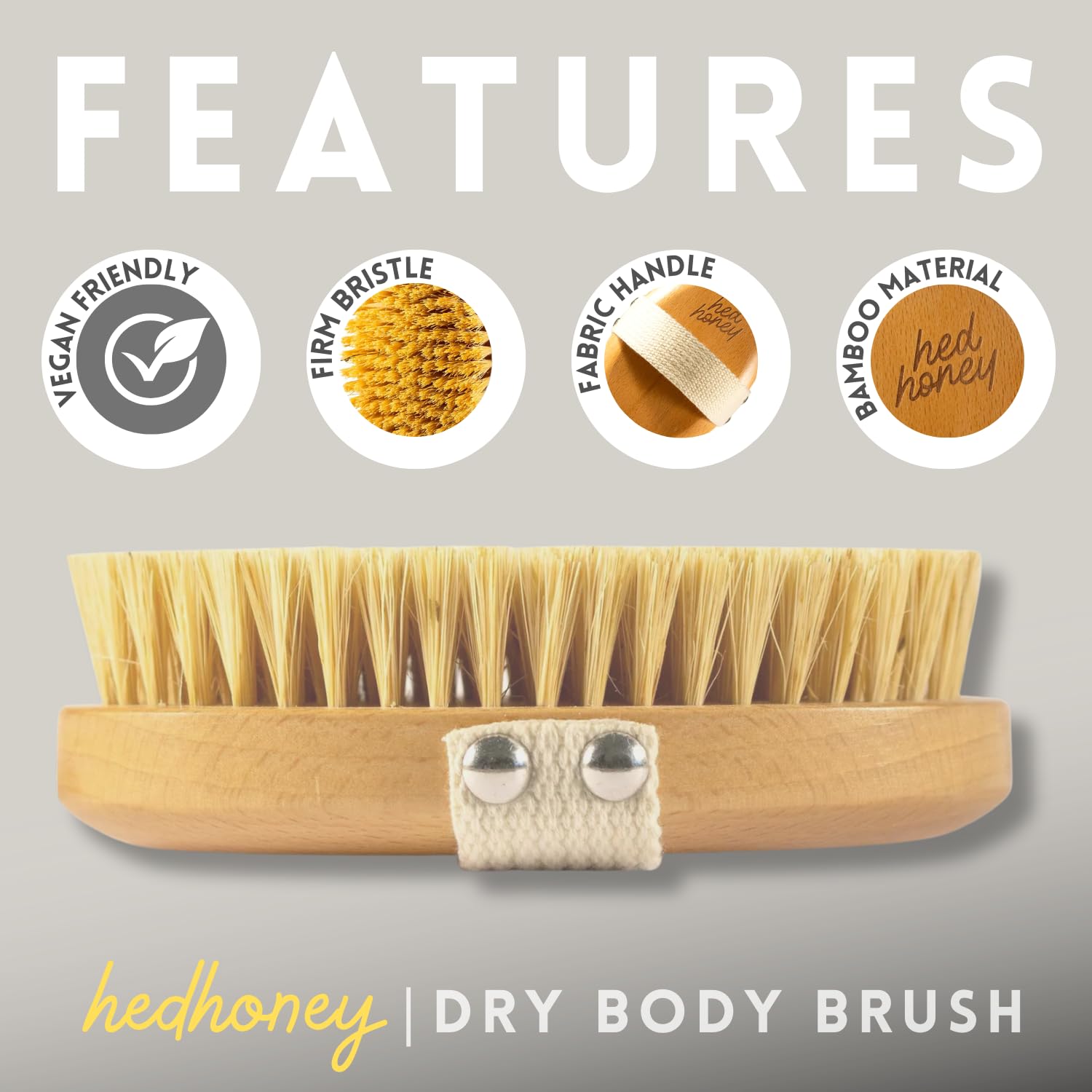 HedHoney Bamboo Dry Brushing Body Brush. Firm Bristle Body Scrub Brush for Softer & Smoother Skin. Stimulates Lymphatic System & Removes Dead Skin Cells - Image 3