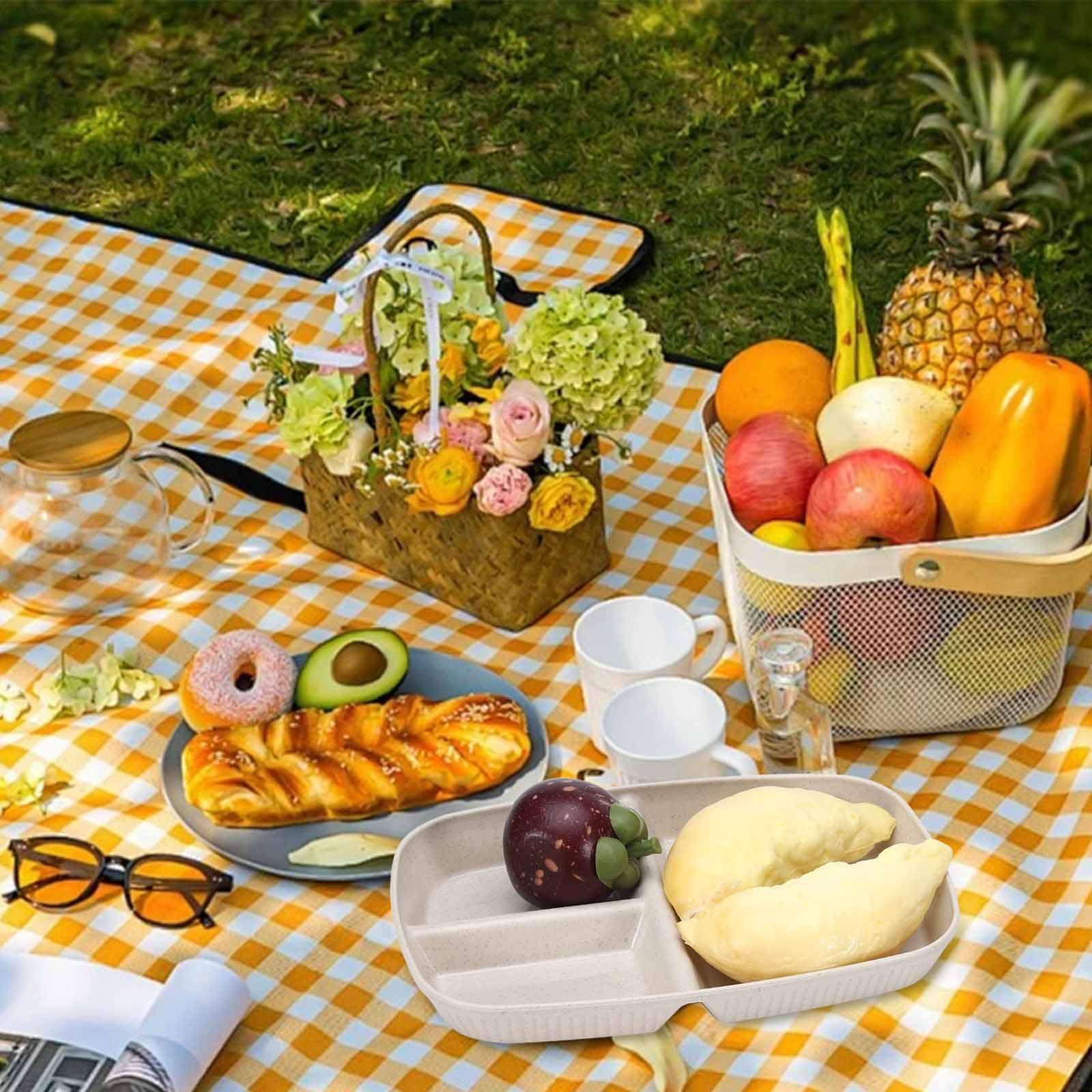 Set di 4 Piatti, Piatti con Scompartimenti, Piatti da Pranzo, Menù, Pratico Piatti in Tre Parti, Piatti durevoli e Riutilizzabili, Ideali per Camping, Bambini e Adulti