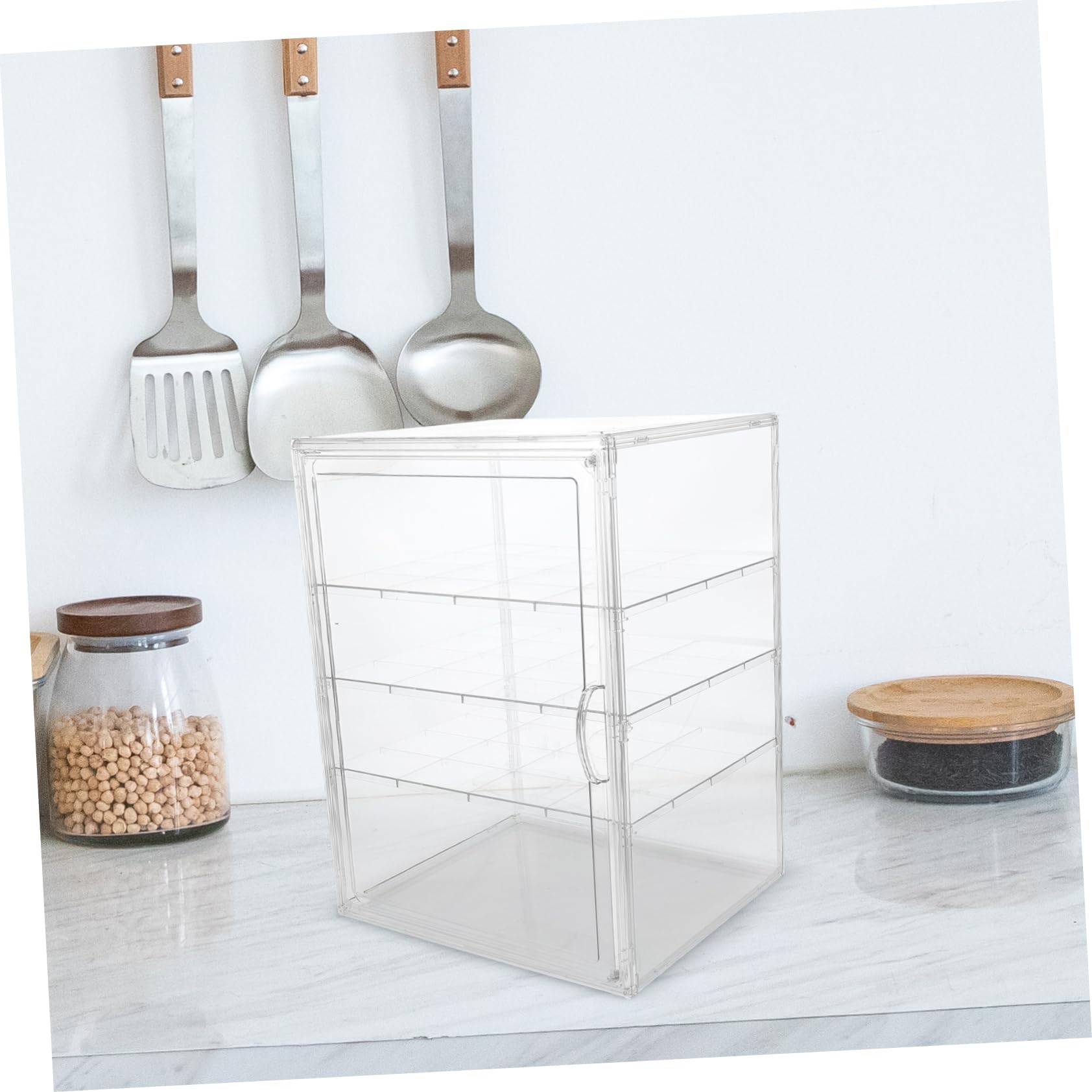 Vetrina Trasparente per Dolci 4 Livelli Regolabili, Design Smontabile in Pet, Espositore per Pasticceria e Biscotti per Cucina e Laboratorio