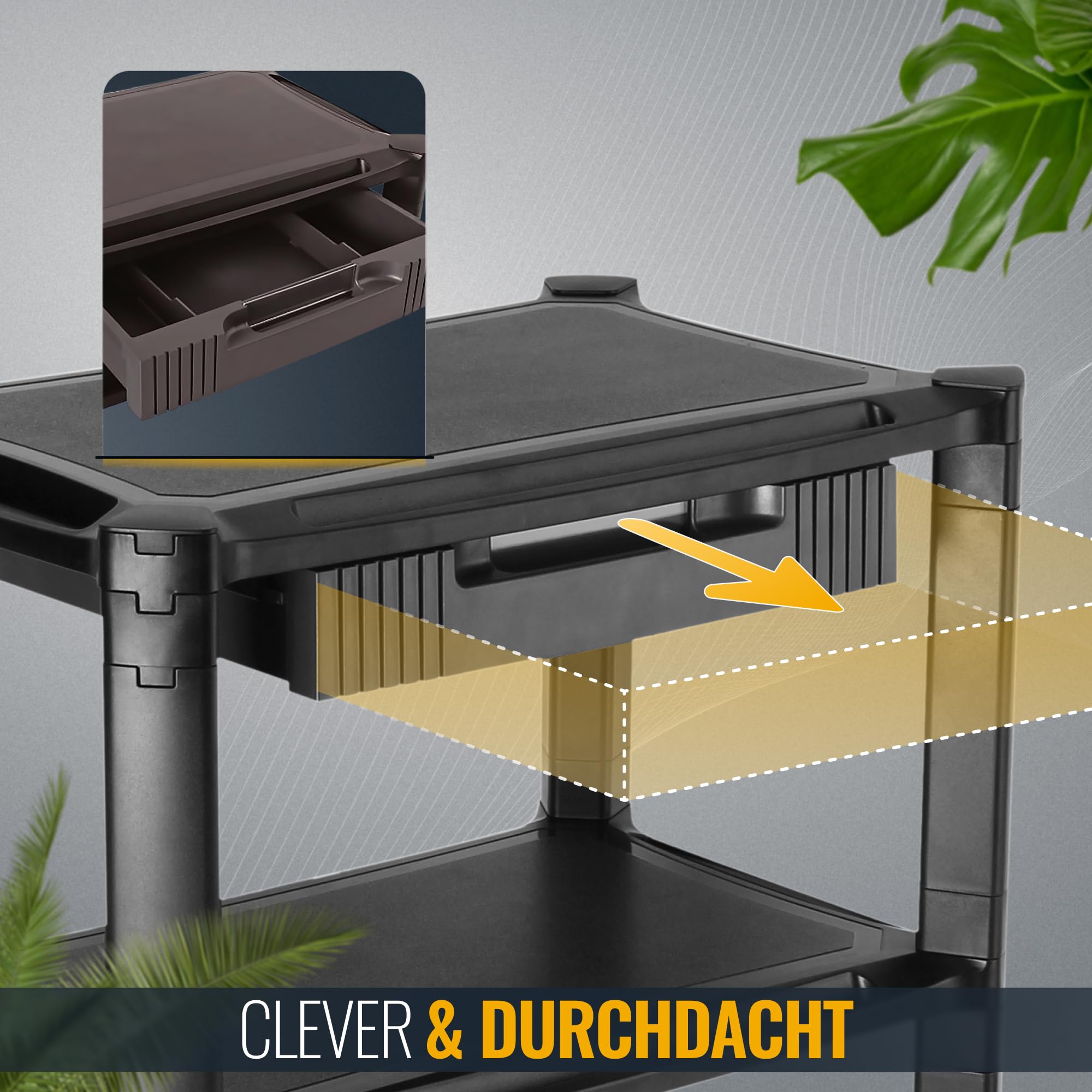 RICOO Rollcontainer mit Schubladen Schreibtisch schwarz WM5-L Rollwagen Schubladenelement modular Rollschrank schmal Bürocontainer Allzweckwagen Druckertisch