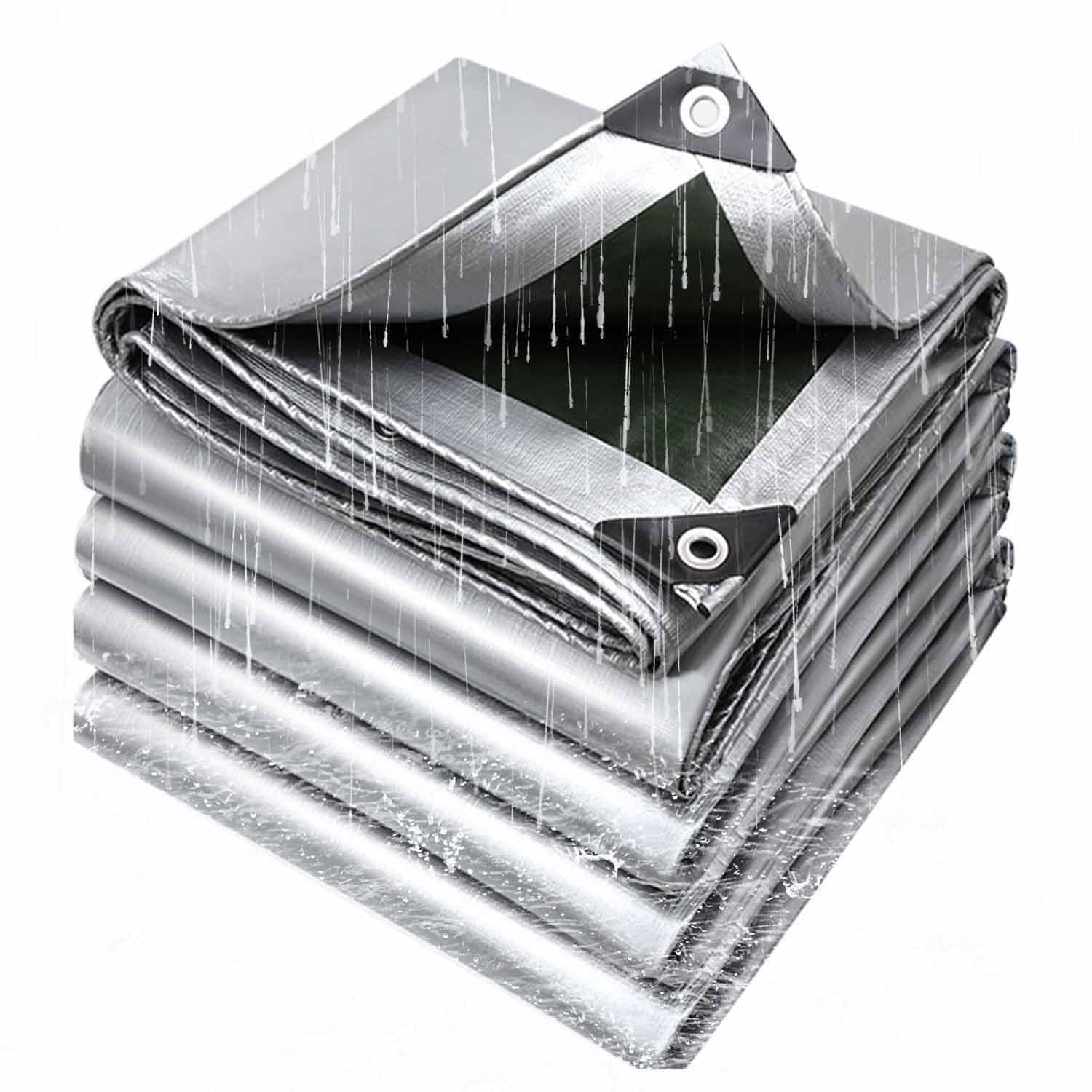 Ffsaacol Tarps Heavy Duty Waterproof, Tarpaulins With Eyelets, Double-Sided Waterproof, Poly Tarpaulin with Reinforced Edges for Covering Courtyards, Cars, Camping A, 5x6m/16.4x19.7ft