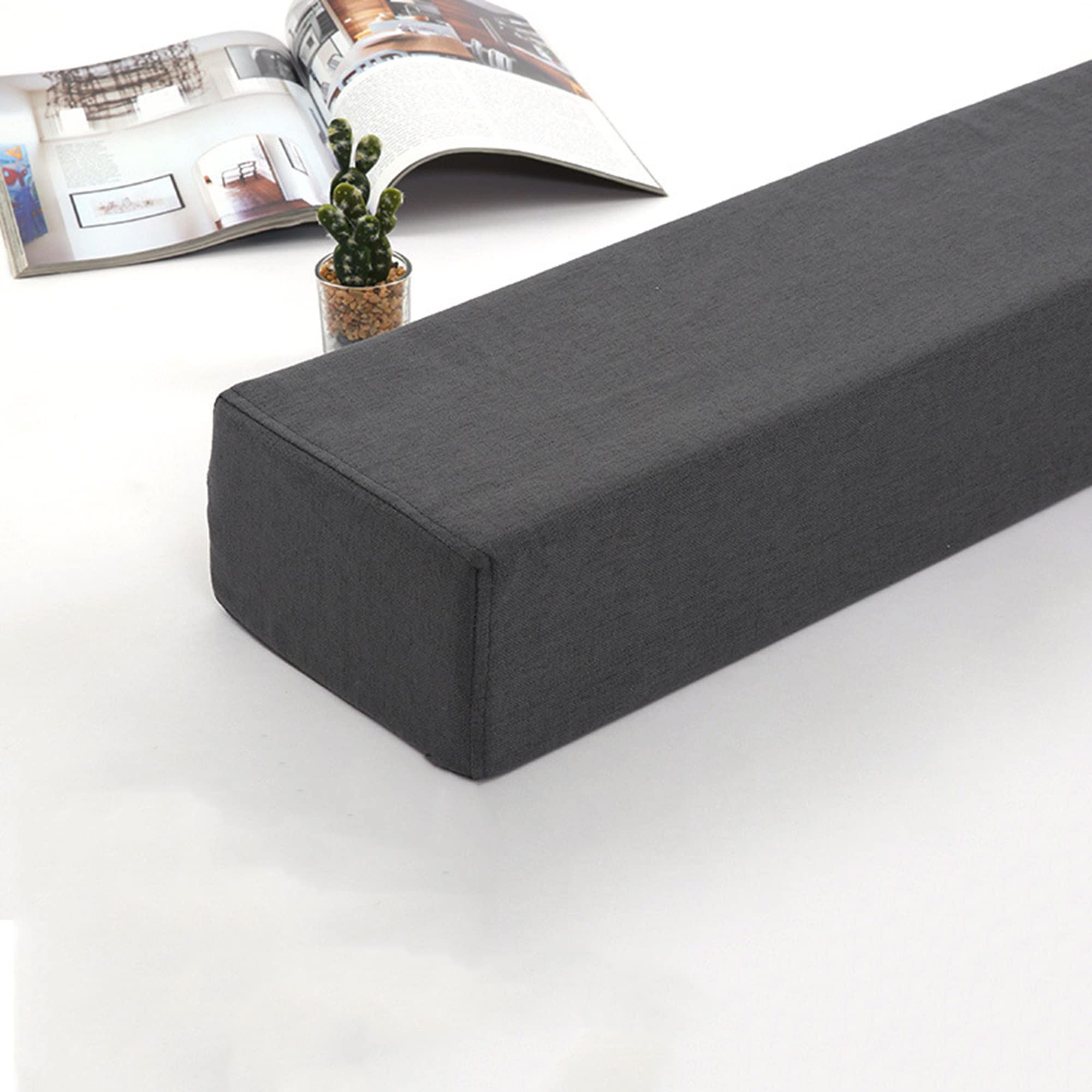 Rectangle Bolster Long Armrest Cushion, Mattress Connector Close The Gap, Custom Size Headboard Pillow Armrest Pillow for Double Beds/Wall Side Between Seam,200 * 10 * 15cm,Black