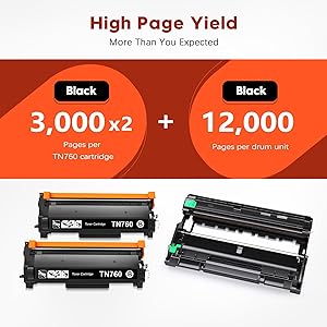 Toner Kingdom Compatible TN760 Toner Cartridge and DR730 Drum for Brother TN760 TN-760 TN730 TN-730 DR730 for Brother HL-l2395dw HL-L2350DW MFC-L2710DW Printer (2 Toners, 1 Drum Unit)
