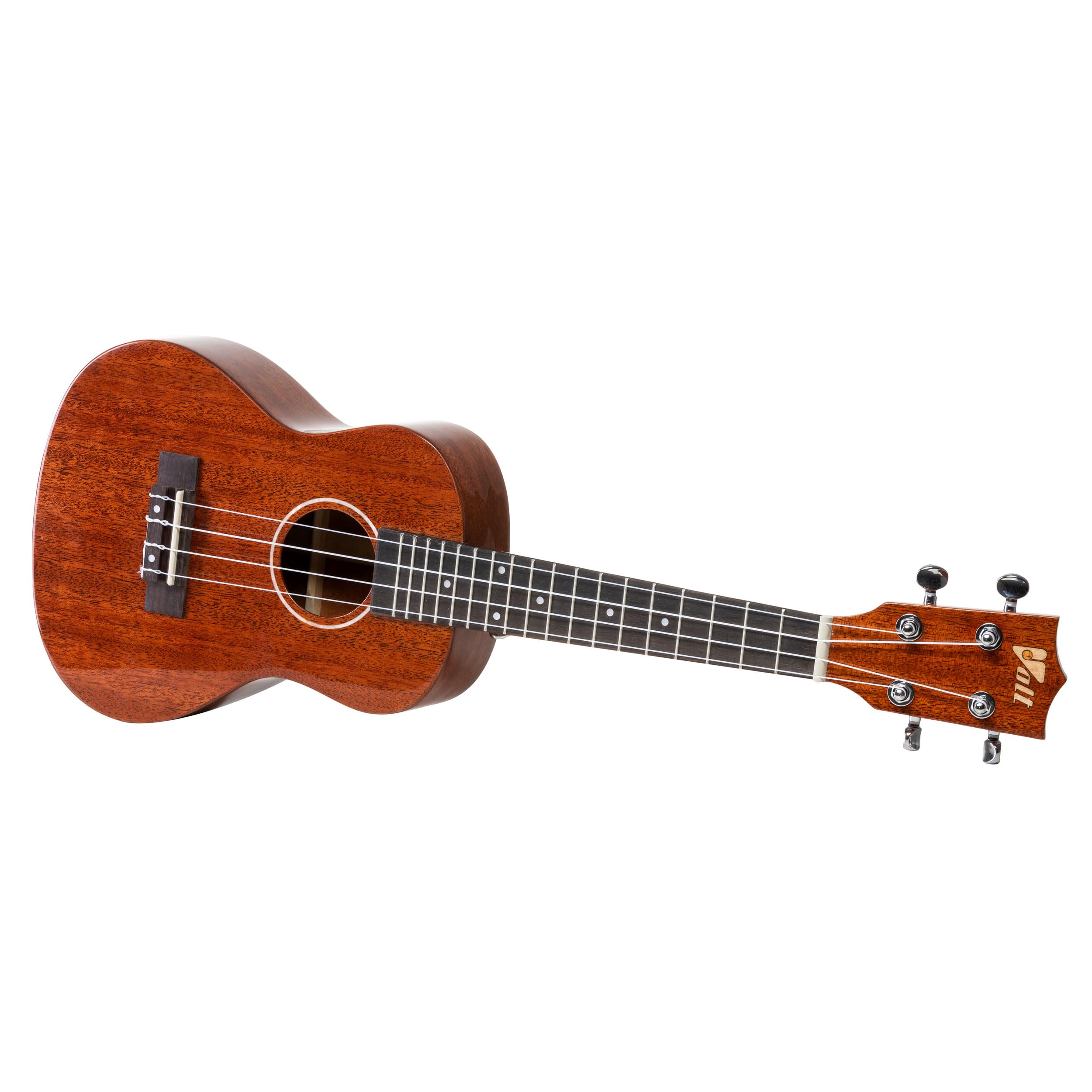 VOLT - Ukelele Riva, tamaño tenor, tapa maciza de caoba, diapasón: palisandro, acabado brillante, adornos de nácar, longitud: aprox. 660 mm, con botones de correa, incluye funda forrada
