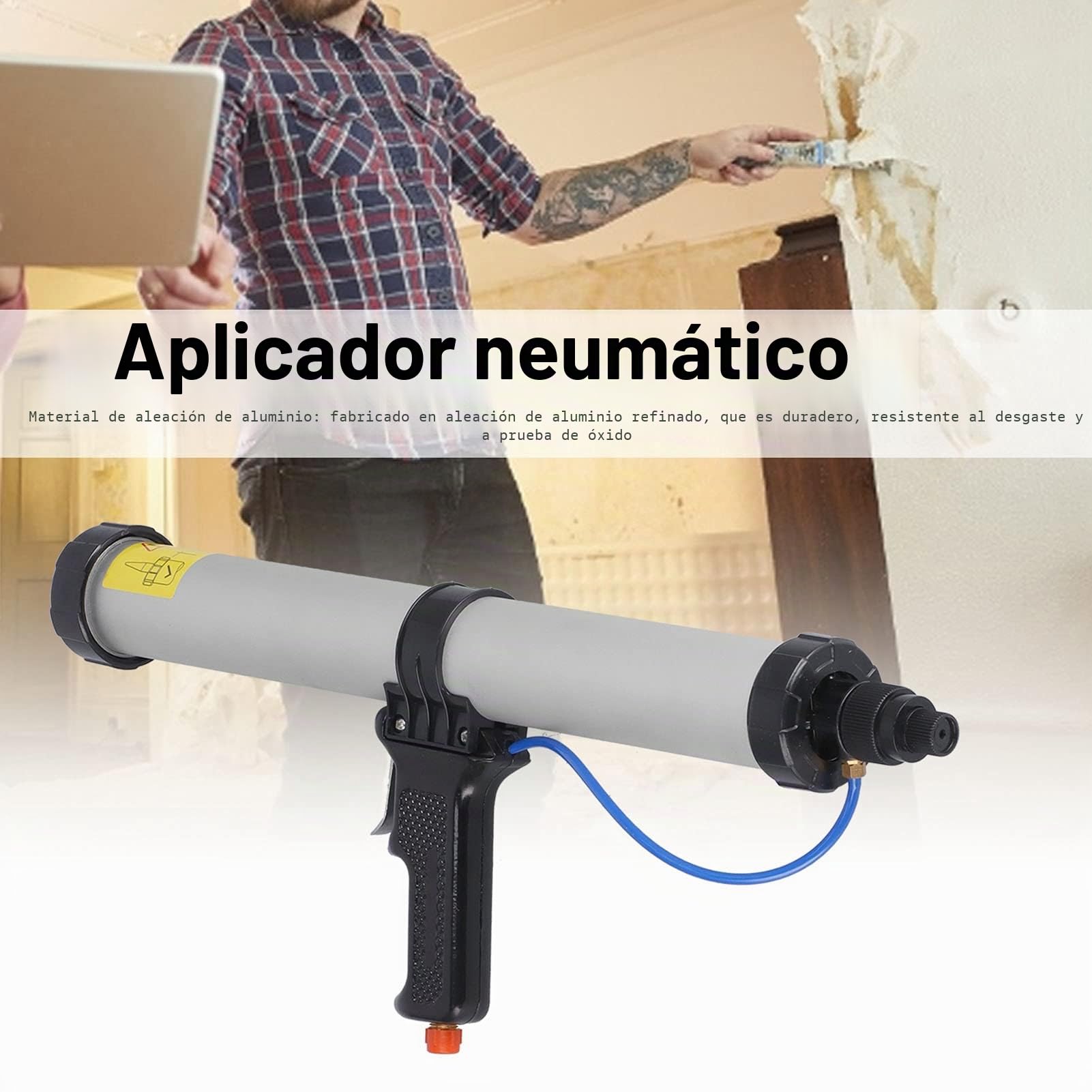 Pistola de Calafateo Neumática de Aire, Pistola de Calafateo Inalámbrica Profesional de 600 Ml, Pistola de Calafateo Neumática Ligera de Aleación de Aluminio para Uso Industrial Y Doméstico